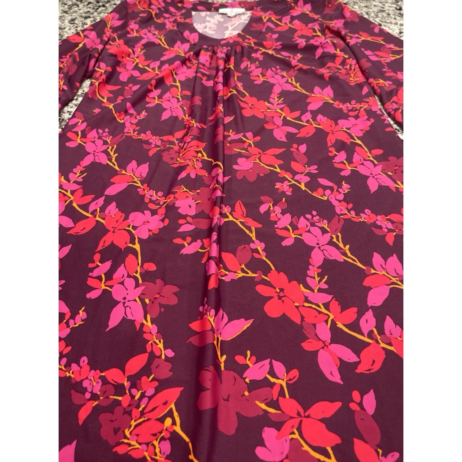Vintage JUDE CONNALLY Dress Sz L Magenta Purple Floral Stretch Half Sleeve Size L / US 10 / IT 46 - 4 Thumbnail