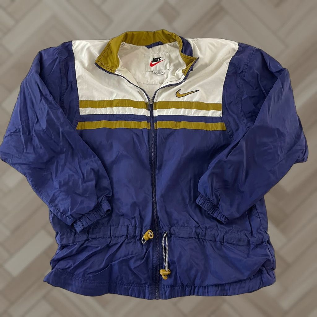 Nike Nike Windbreaker Jacket Women M White Blue Gold Full Zip Lined Nylon VTG Track Windbreaker Size M / US 6-8 / IT 42-44 - 1 Thumbnail