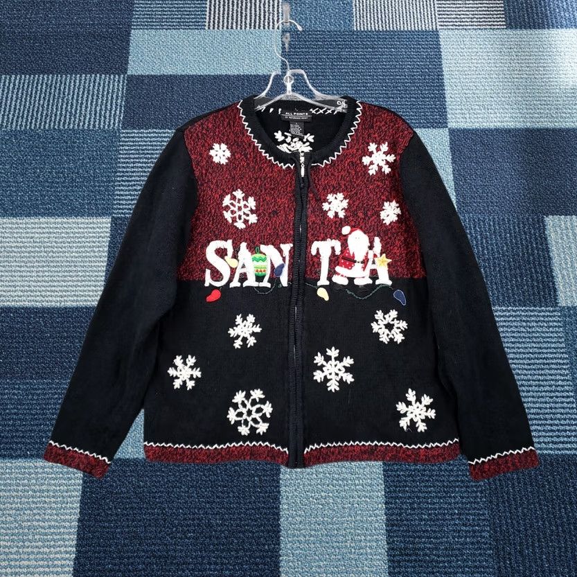 Vintage VINTAGE Reference Point Sweater Women L Large Black Santa Ugly Christmas 90s Size L / US 10 / IT 46 - 1 Thumbnail