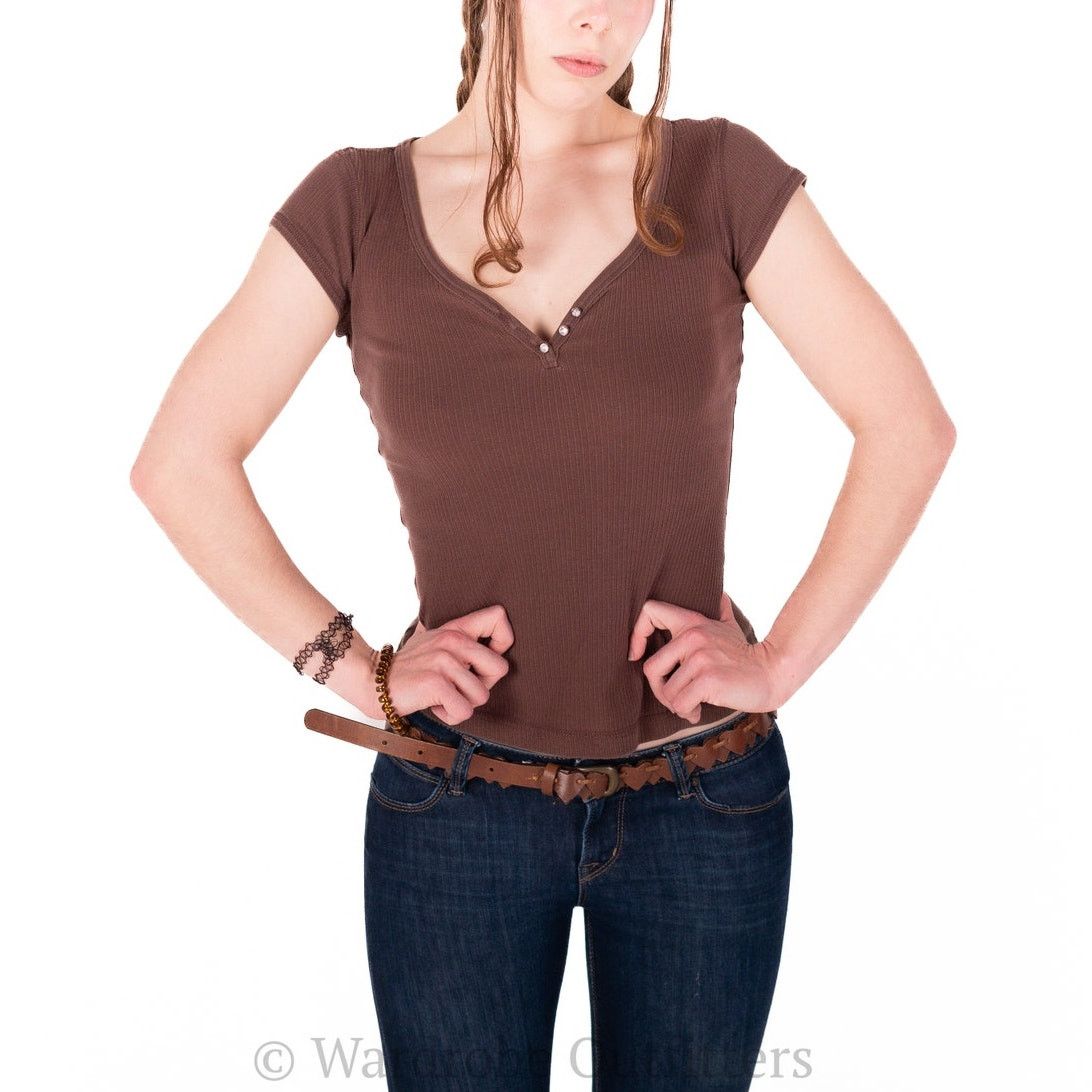 Vintage Self Esteem Brown 90s Mini Scrunch Babydoll Tee Size S / US 4 / IT 40 - 5 Thumbnail