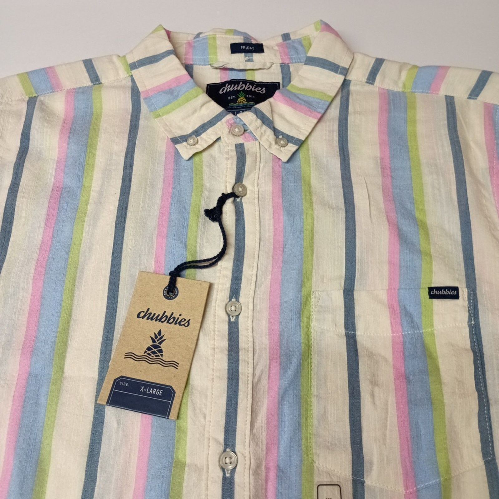 Chubbies Chubbies Soft Serve Friday Shirt Men's XL Striped Multicolor Size US XL / EU 56 / 4 - 2 Thumbnail