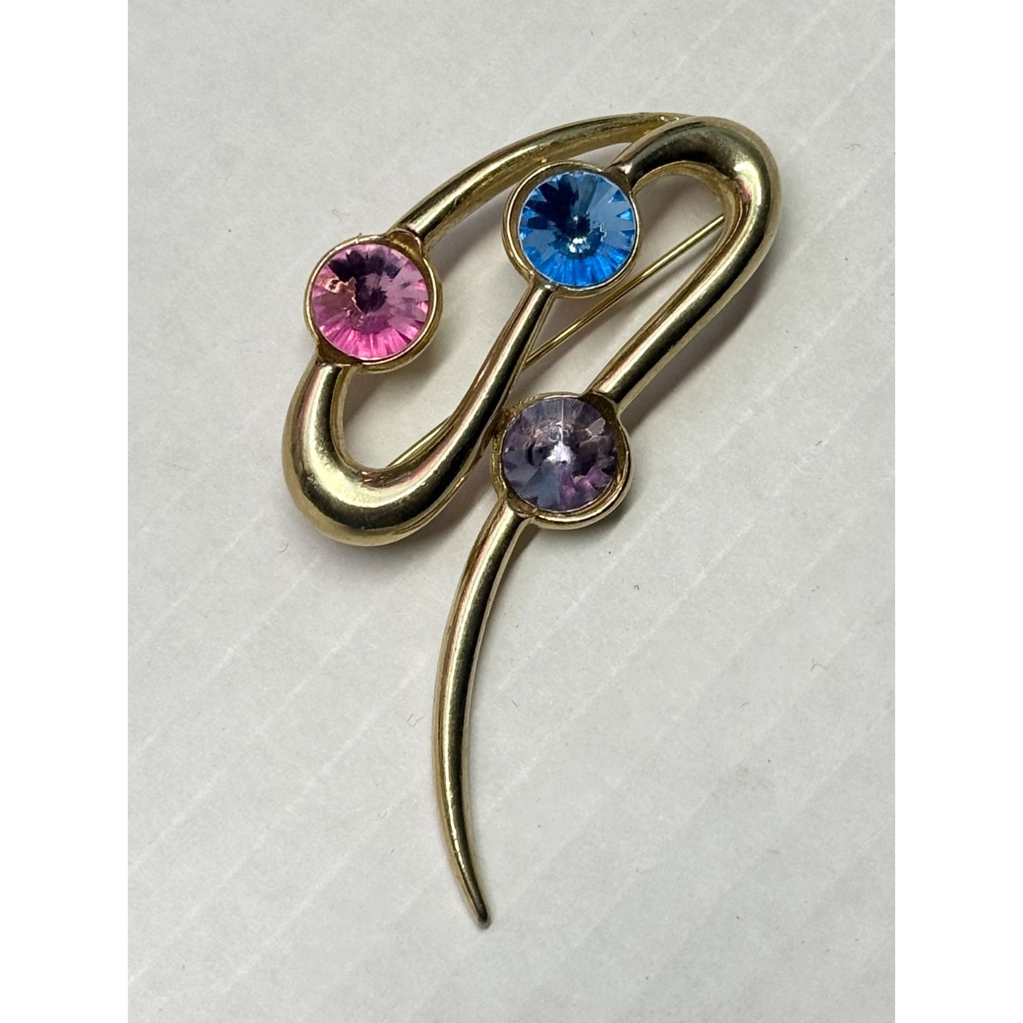 Vintage Vintage rhinestone gold swirl brooch pin Size ONE SIZE - 2 Thumbnail