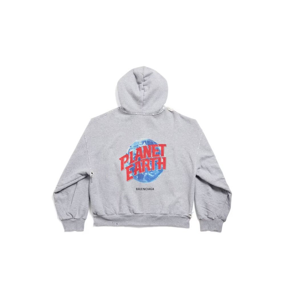 Balenciaga o1w1db10326 Planet Earth Zip-Up Hoodie Regular Fit in Grey Size US S / EU 44-46 / 1 - 2 Thumbnail