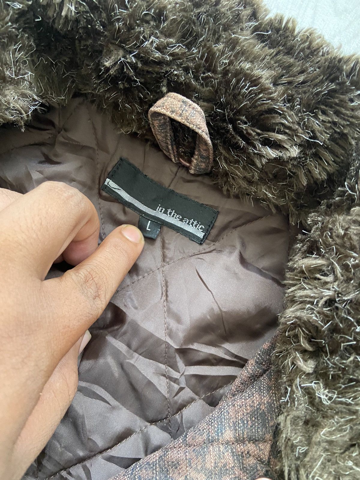 If Six Was Nine × In The Attic Vintage 1990’s In The Attic Shadow Motif Fur Trench Jacket Size US M / EU 48-50 / 2 - 6 Thumbnail