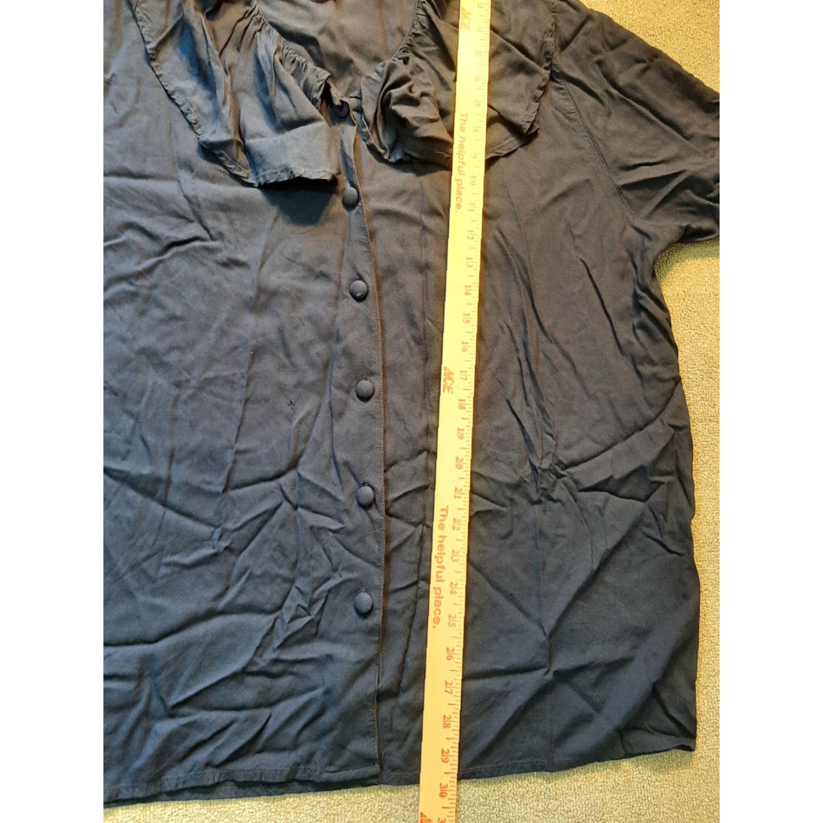 Vintage Maggie Lawrence Button-Up Shirt Blue Short Sleeve 100% Rayon Size 22/24 Women Blouse Size 3XL / US 20-22 - 5 Thumbnail