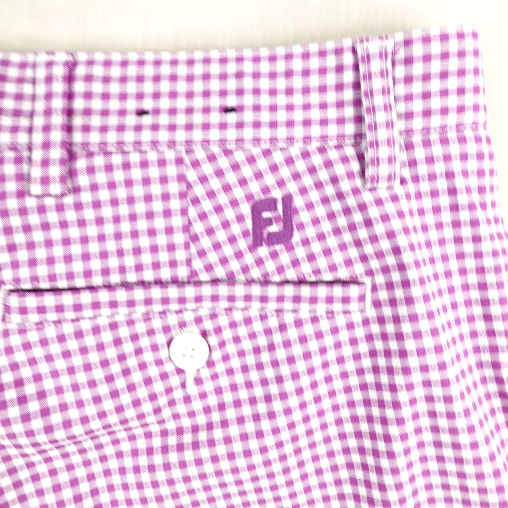 Footjoy Footjoy Shorts Mens 34 Purple White Gingham Check Chino Performance Flex Golf Size US 34 / EU 50 - 6 Thumbnail