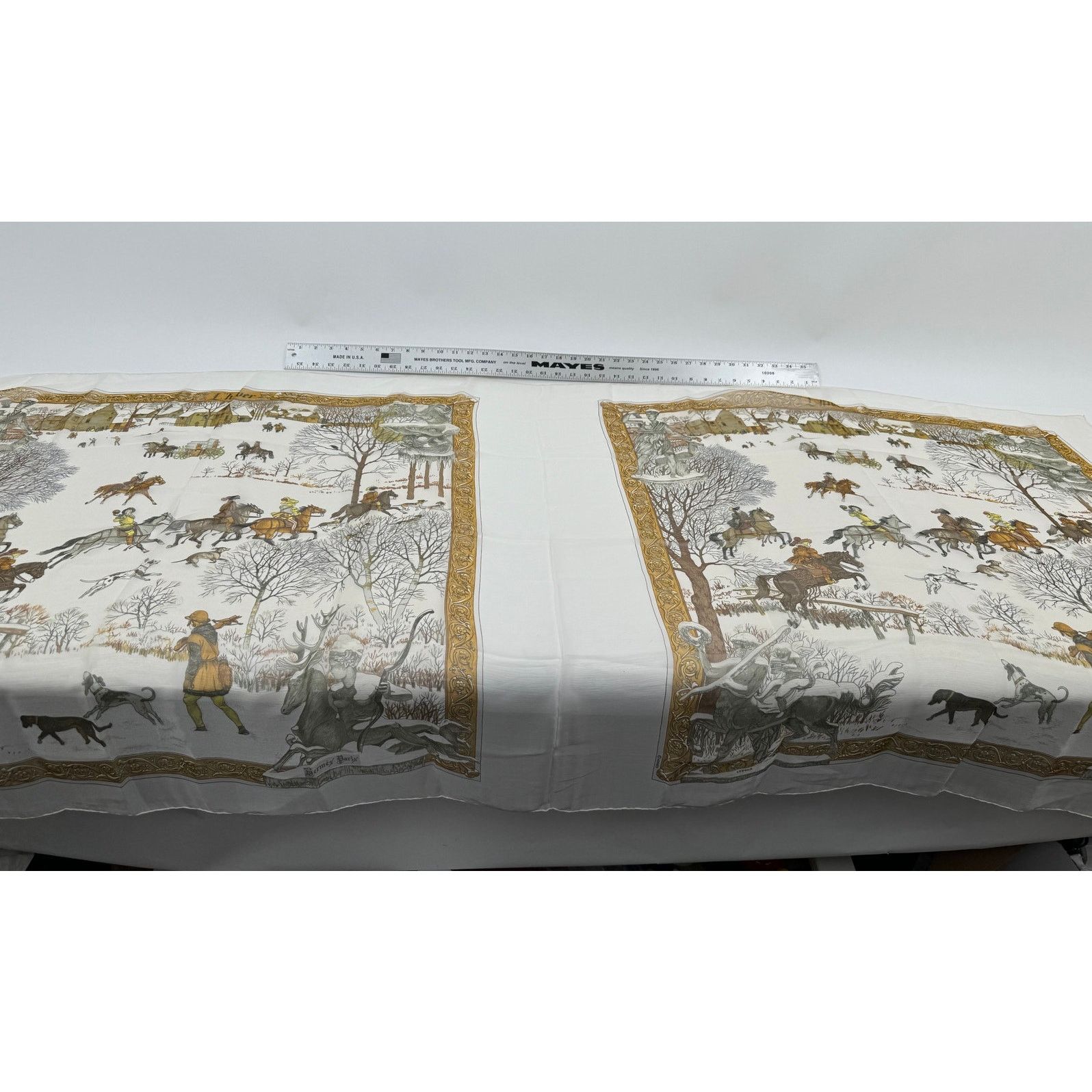 Hermes Hermes Rare Mirrored Image Hunt Scene Sheer Large Cape Shaw Size ONE SIZE - 6 Thumbnail