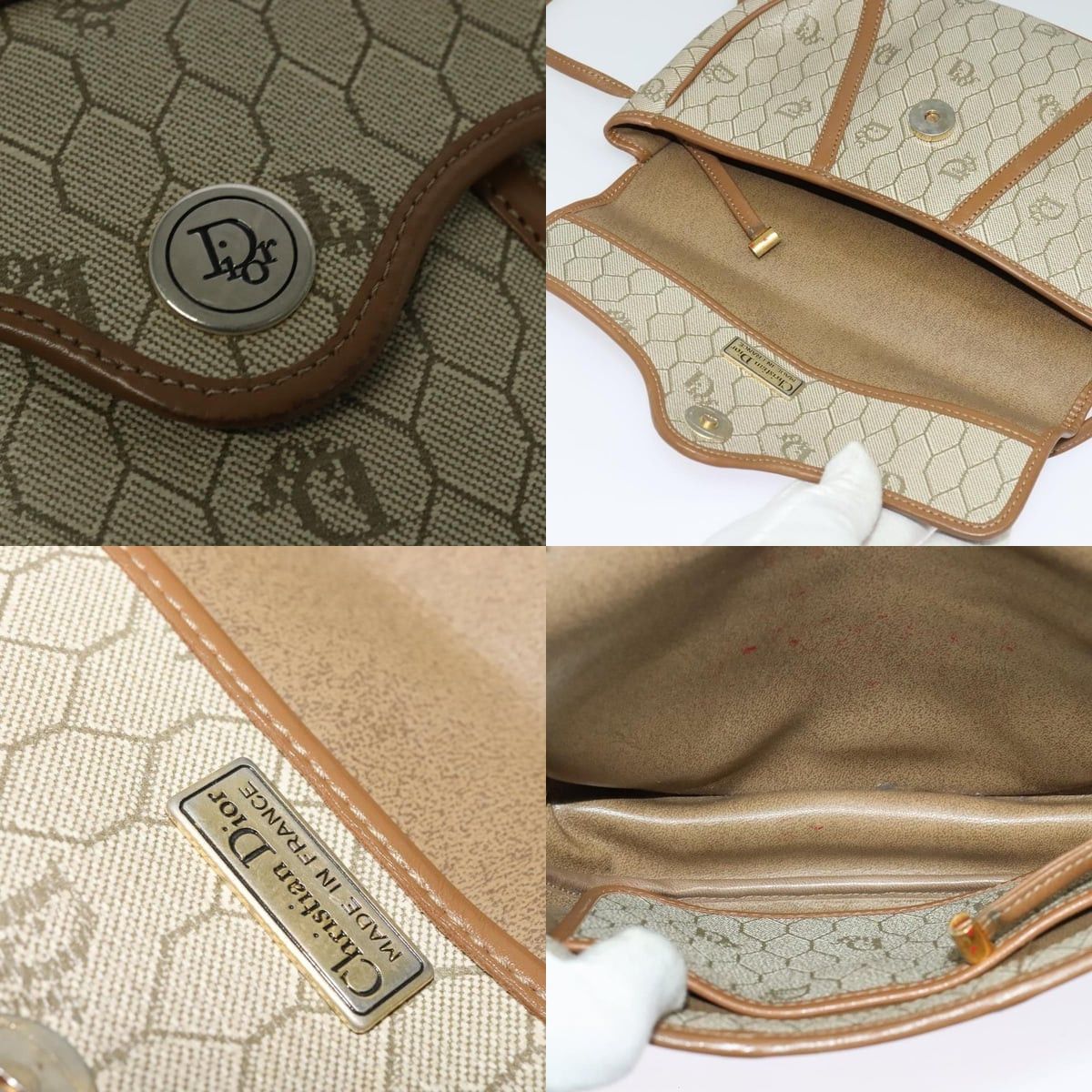 Dior DIOR Honeycomb Canvas Shoulder Bag Pvc Beige Gold Size ONE SIZE - 11 Thumbnail