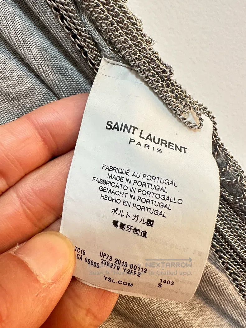 Saint Laurent Paris Saint Laurent Paris Gray Silk Side Chain Short Sleeve Size US S / EU 44-46 / 1 - 3 Thumbnail