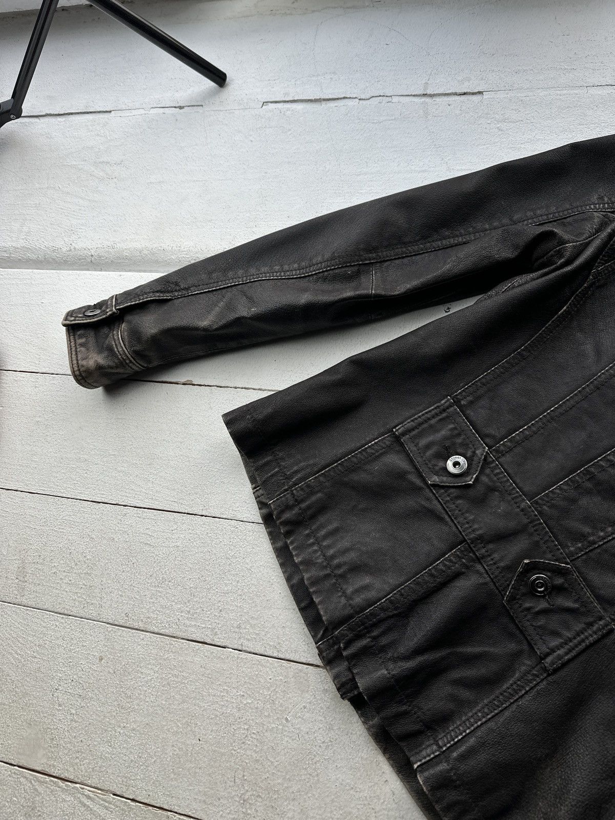 Other 🚨Y2K RICK OWENS TYPE DIRTY SLIM FIT ZIP LEATHER JACKET Size M / US 6-8 / IT 42-44 - 12 Thumbnail