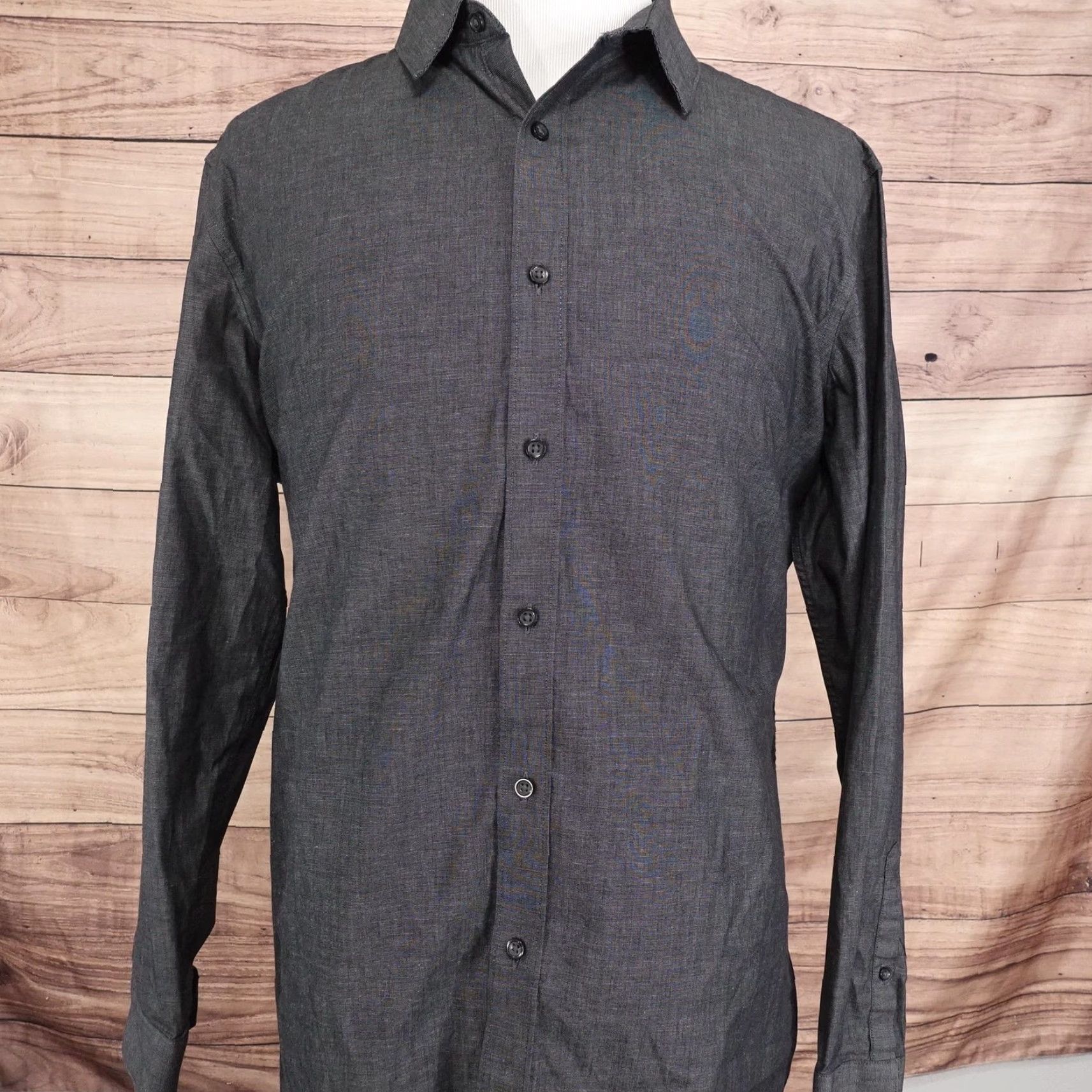 Apt. 9 APT. 9 Shirt Mens XL Slim Fit Charcoal Long Sleeve Button-Up Casual Stretch Size US XL / EU 56 / 4 - 3 Thumbnail