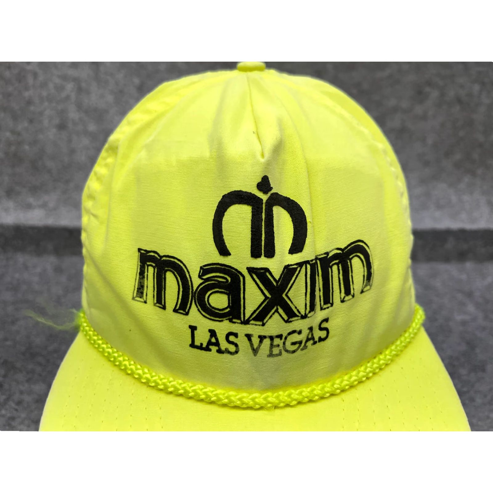 Vintage Maxim Las Vegas Cap Snapback One Size Neon Green Nylon Baseball Hat 90s Casual Mens Size ONE SIZE - 2 Thumbnail