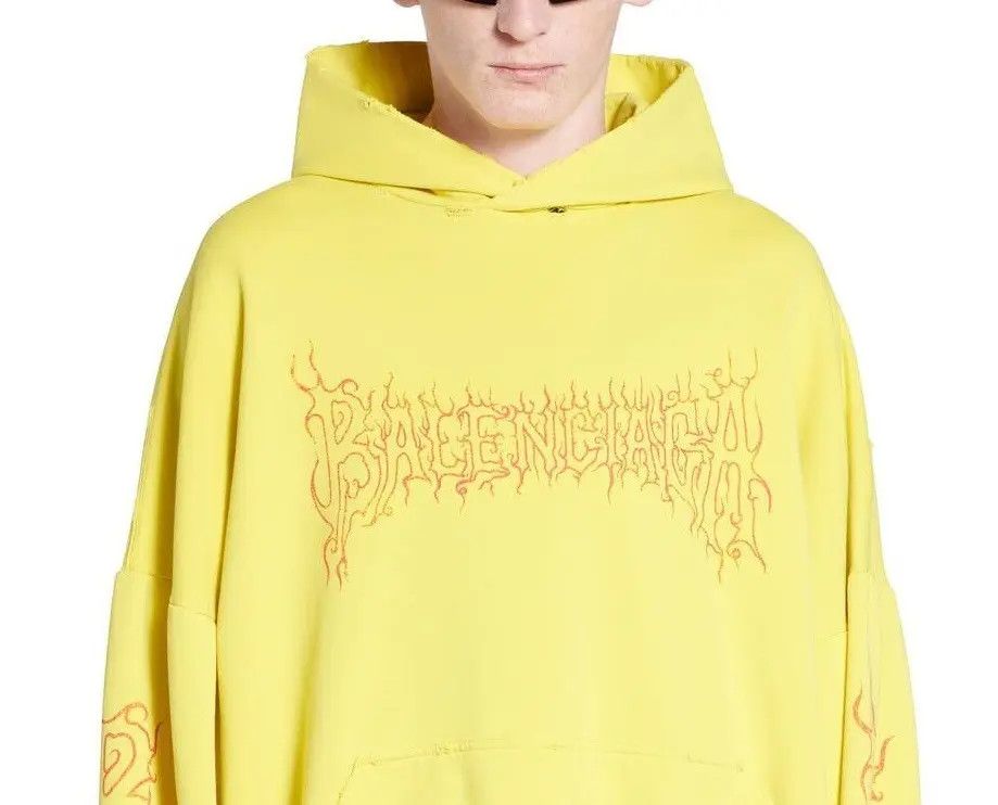 Balenciaga o1w1db11225 Darkwave Round Hoodie Oversized in Yellow Size US XL / EU 56 / 4 - 6 Thumbnail