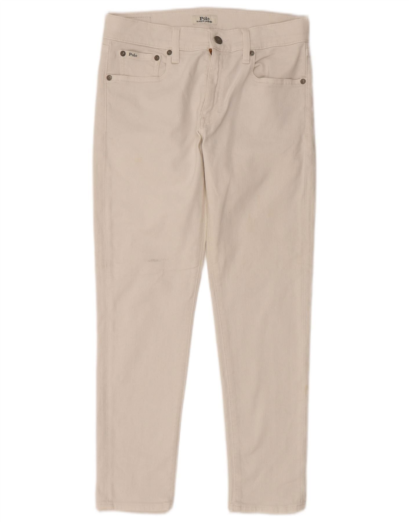 Polo Ralph Lauren Womens Crop Slim Jeans W28 L26 Off White Cotton Size 42" / US 20 - 1 Thumbnail