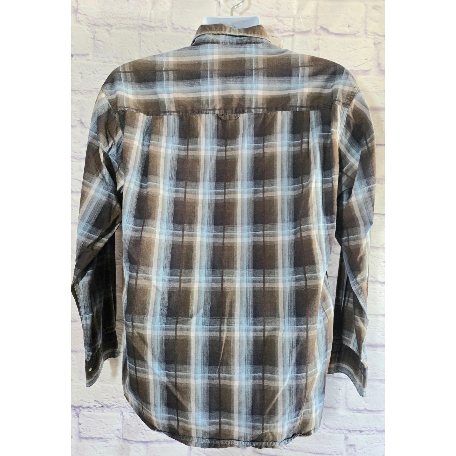 Haggar Haggar Blue Brown Plaid Button Shirt M Wrinkle Resistant Size US M / EU 48-50 / 2 - 2 Thumbnail