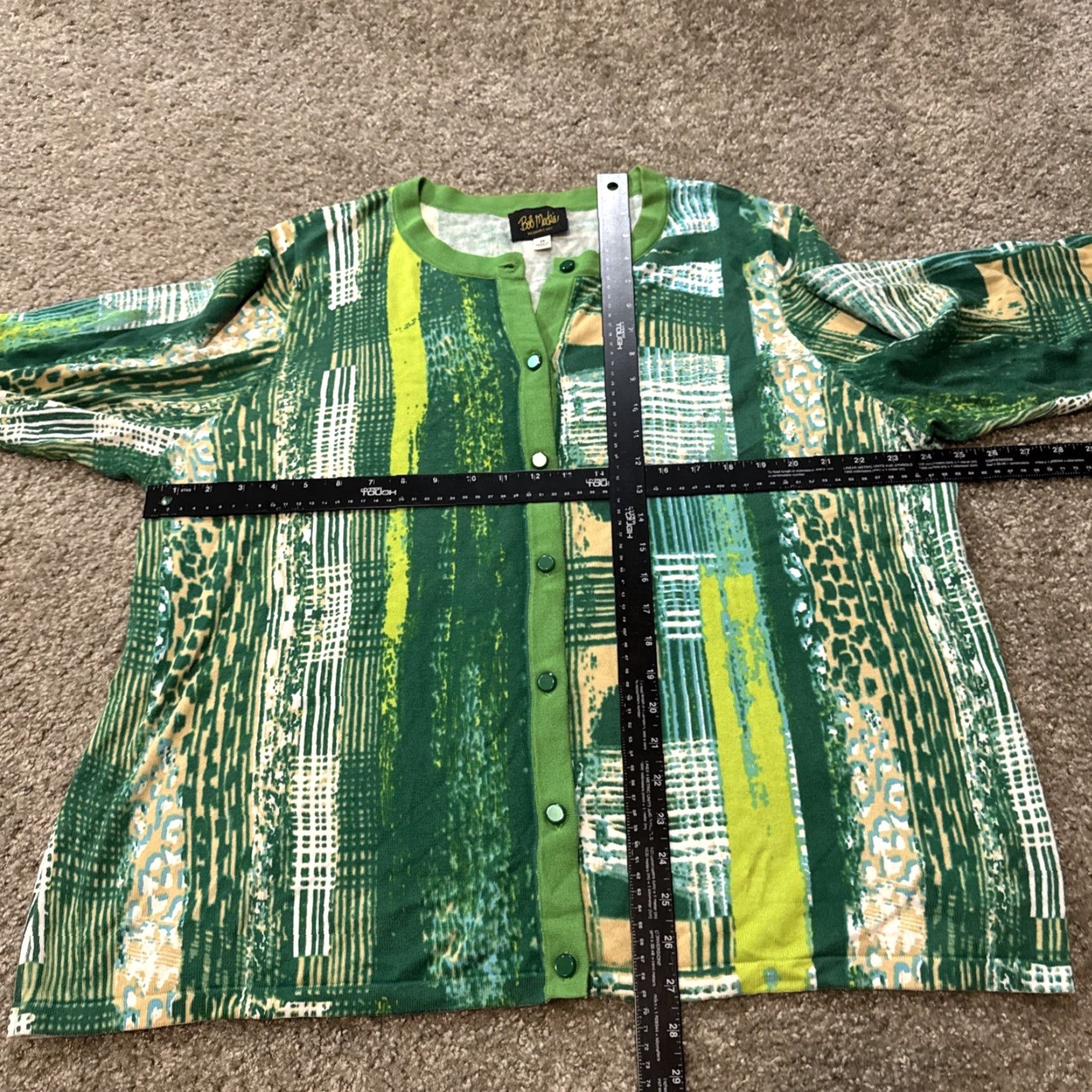 Bob Mackie VINTAGE Bob Mackie Wearable Art Green Patchwork Style Cardigan 2XL Women Cotton Sweater Art Womens Size XXL / US 16-18 / IT 52-54 - 5 Thumbnail
