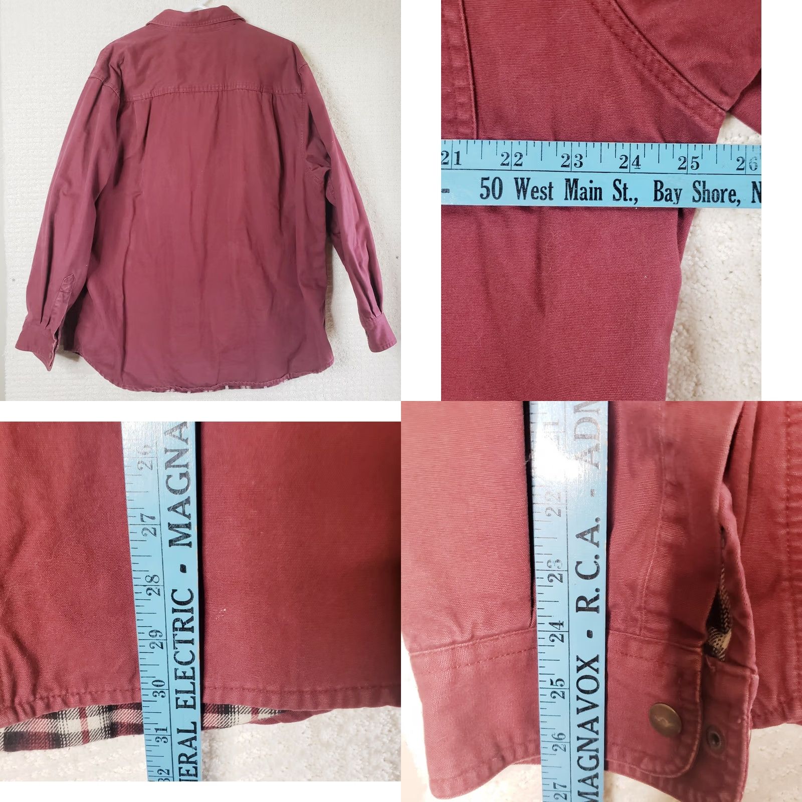 Faded Glory VINTAGE Faded Glory Flannel Lined Canvas Shirt Barn Jacket Mens L 42/44 Red Plaid Cotton Shell Snap Front Size US L / EU 52-54 / 3 - 8 Thumbnail