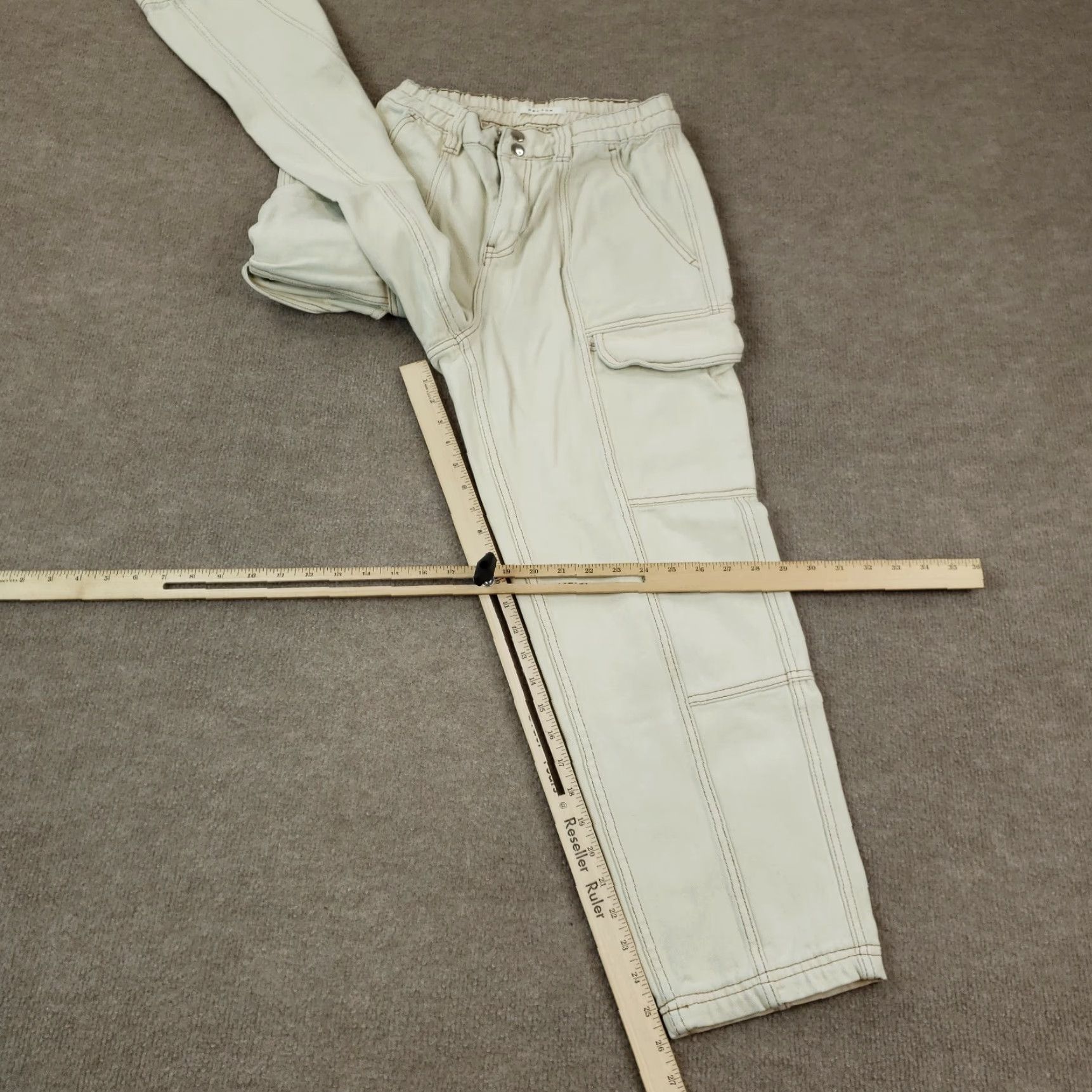 Pacsun PacSun Women's Beige Cargo Pants Medium Elastic Waist Straight Leg Size 32" / US 10 / IT 46 - 2 Thumbnail