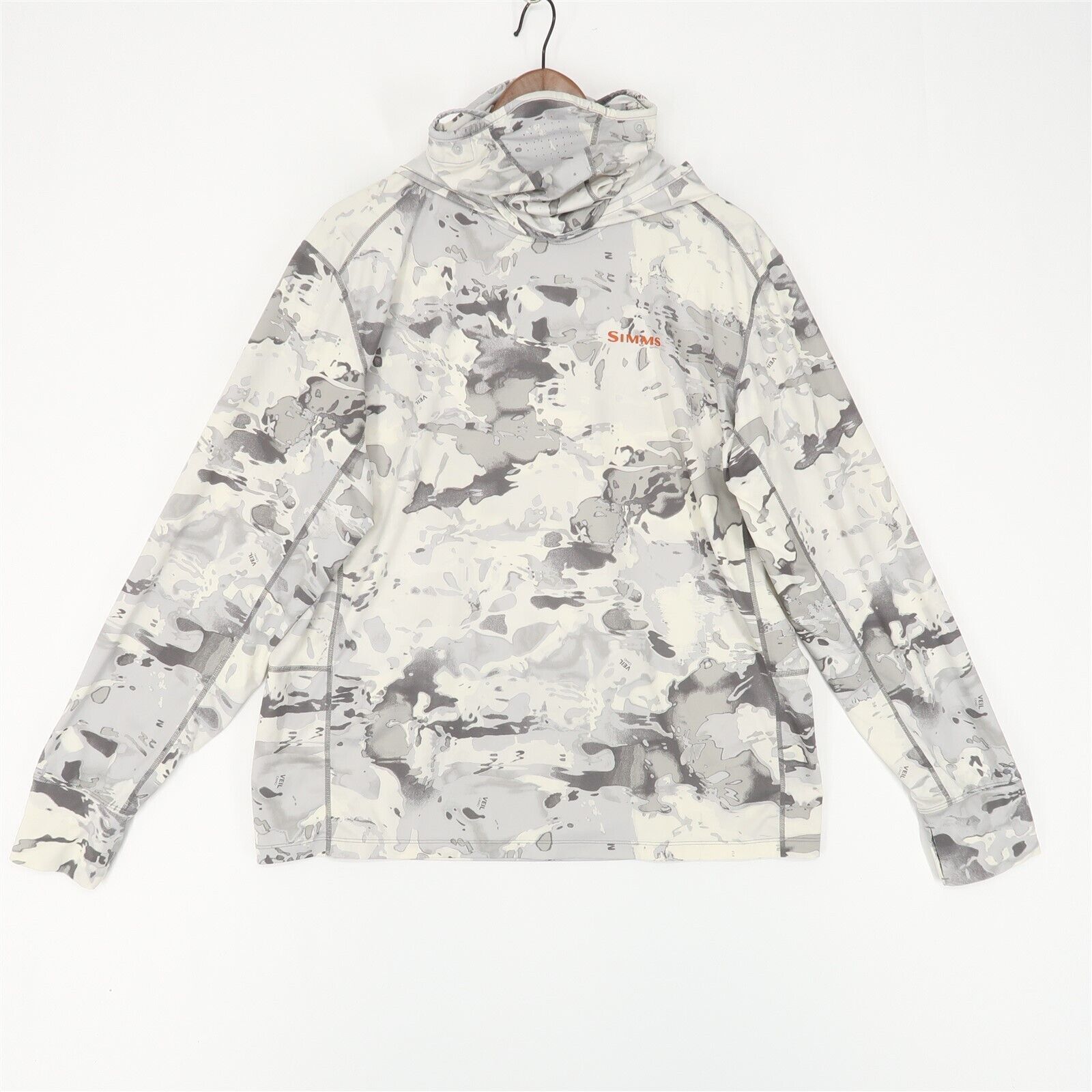 Vintage Simms Solarflex Armor Shirt Mens Large White Gray Cloudveil Camo Neck Gaiter | Grailed
