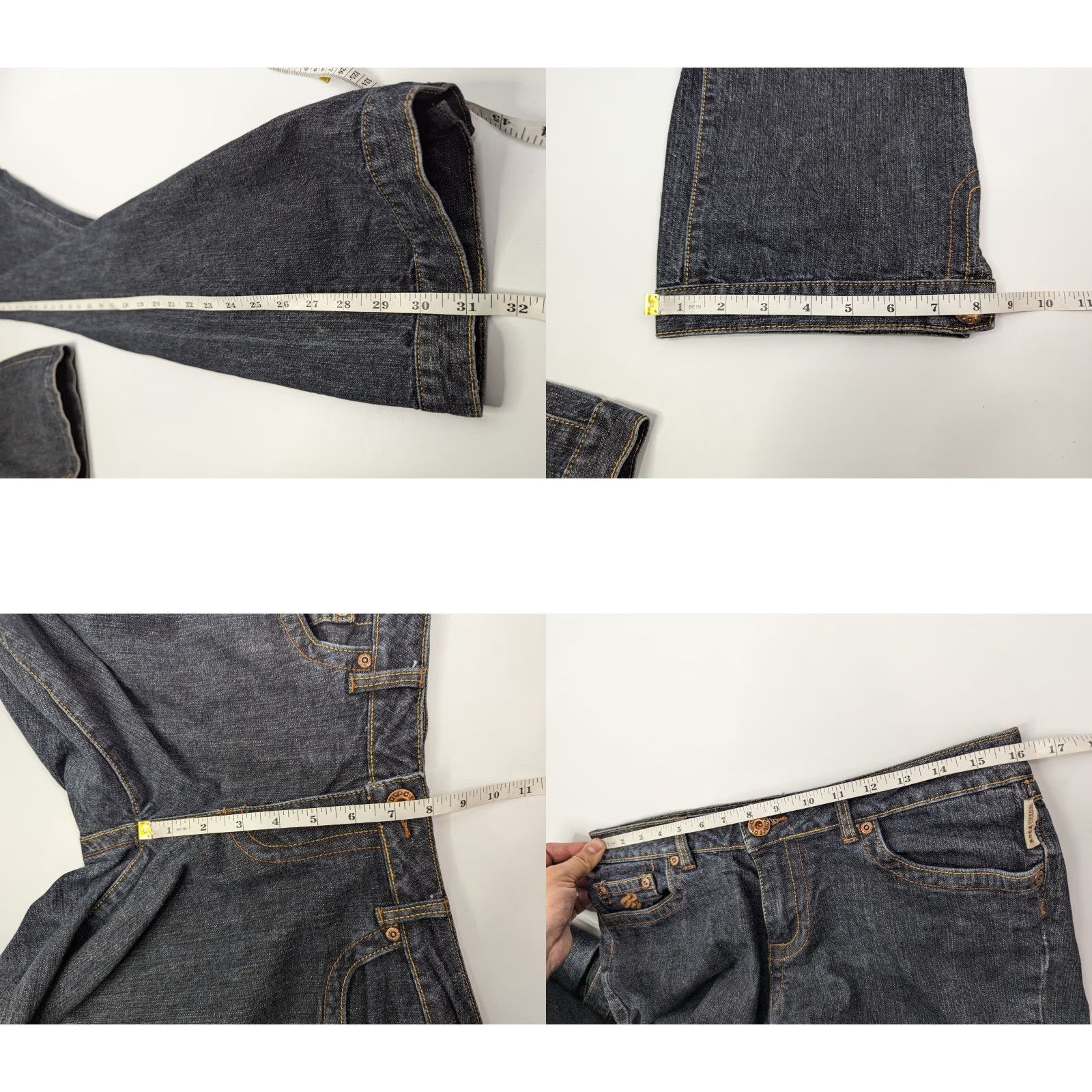 Rocawear VINTAGE Rocawear Denim Jeans Button Cuffs 7/8 32x31 Embroidered Hip Hop Y2K Women's Blue Jeans Rocawear 90s Logo Style Size 28" / US 6 / IT 42 - 8 Thumbnail