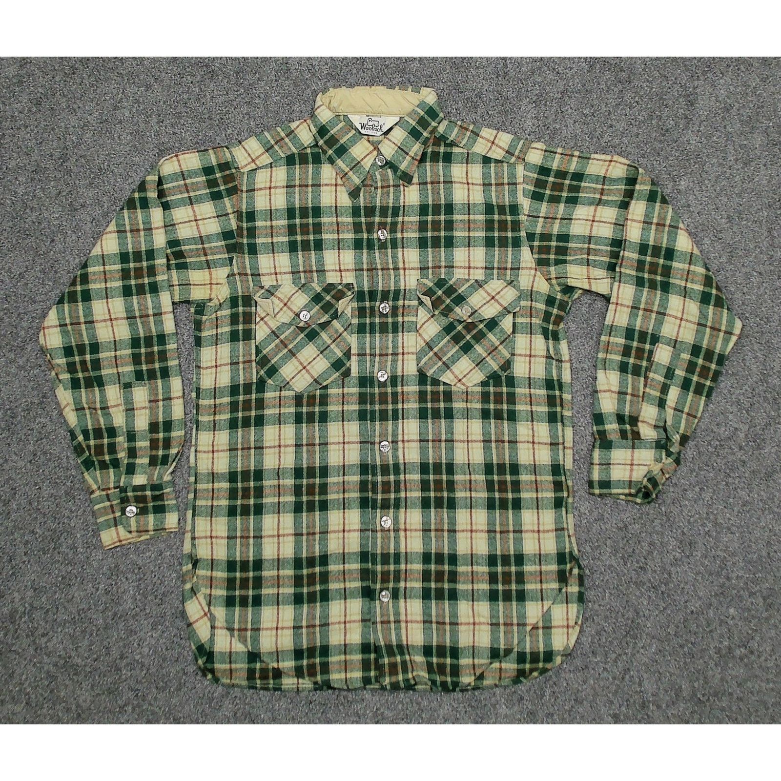 Woolrich Woolen Mills Vintage 70s Woolrich Green Plaid Wool Tunic Flannel Shirt Size L / US 10 / IT 46 - 3 Thumbnail
