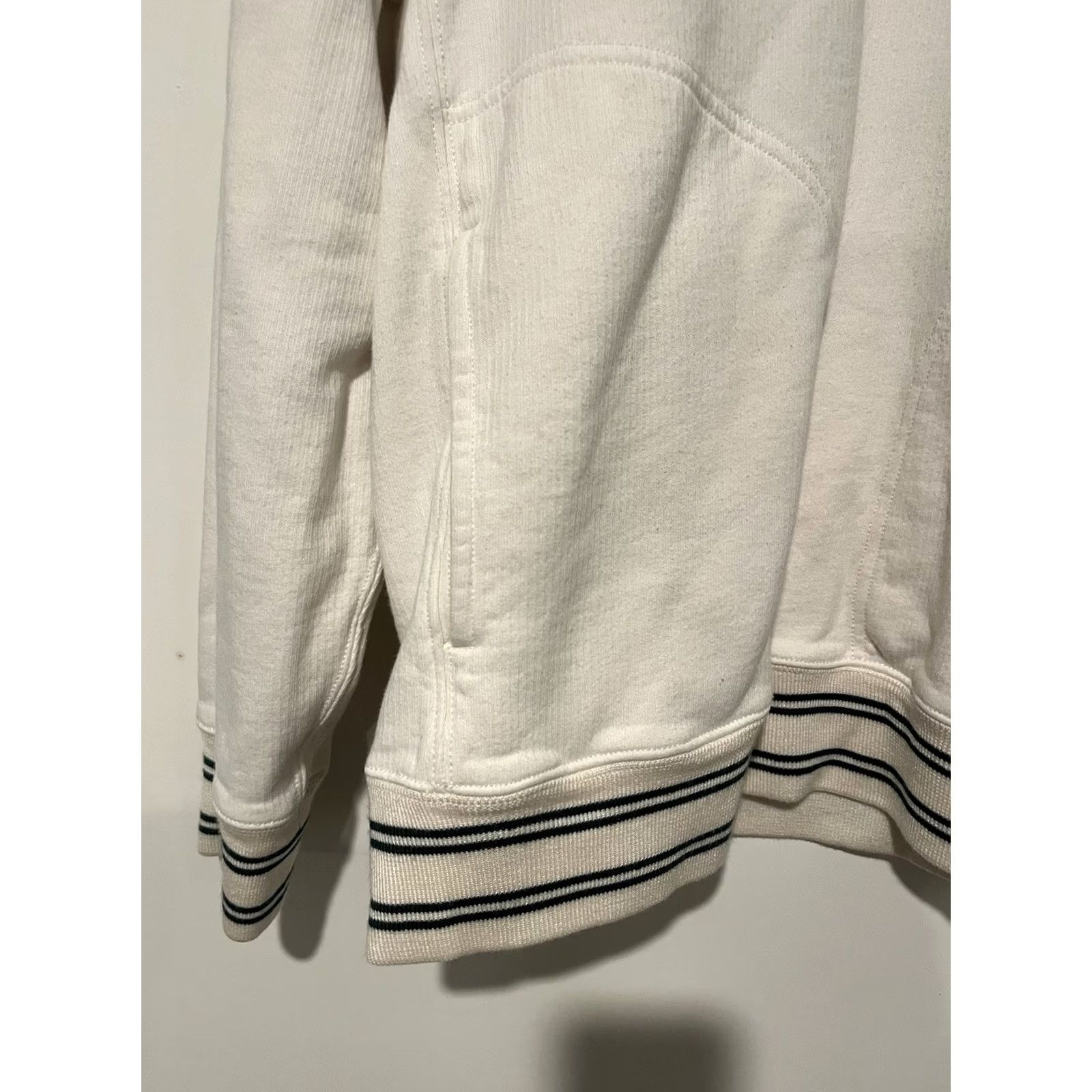 J.Crew VINTAGE J.Crew Half-zip Ribbed Terry Pullover Classic Ivory Pine Stripe M Mens Sweater Size US M / EU 48-50 / 2 - 2 Thumbnail
