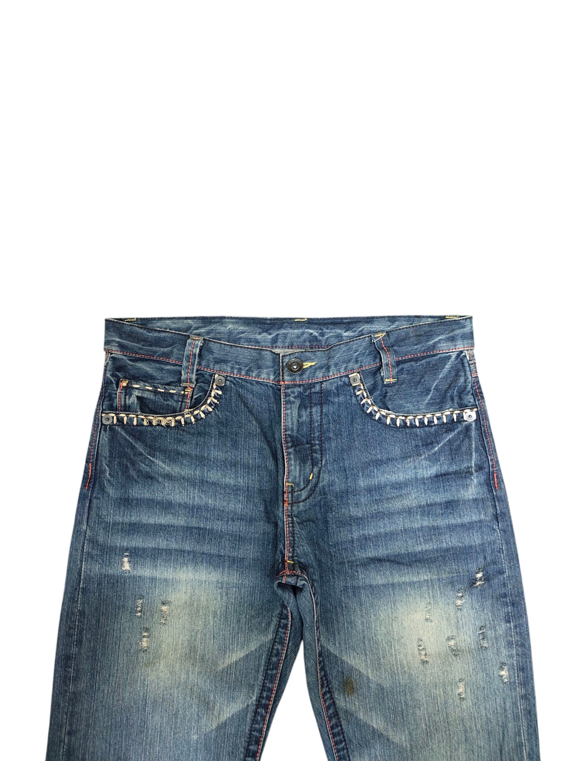 Japanese Brand Japanese Brand Embroidered Pocket Clawmark Distress Jeans Size US 34 / EU 50 - 8 Thumbnail