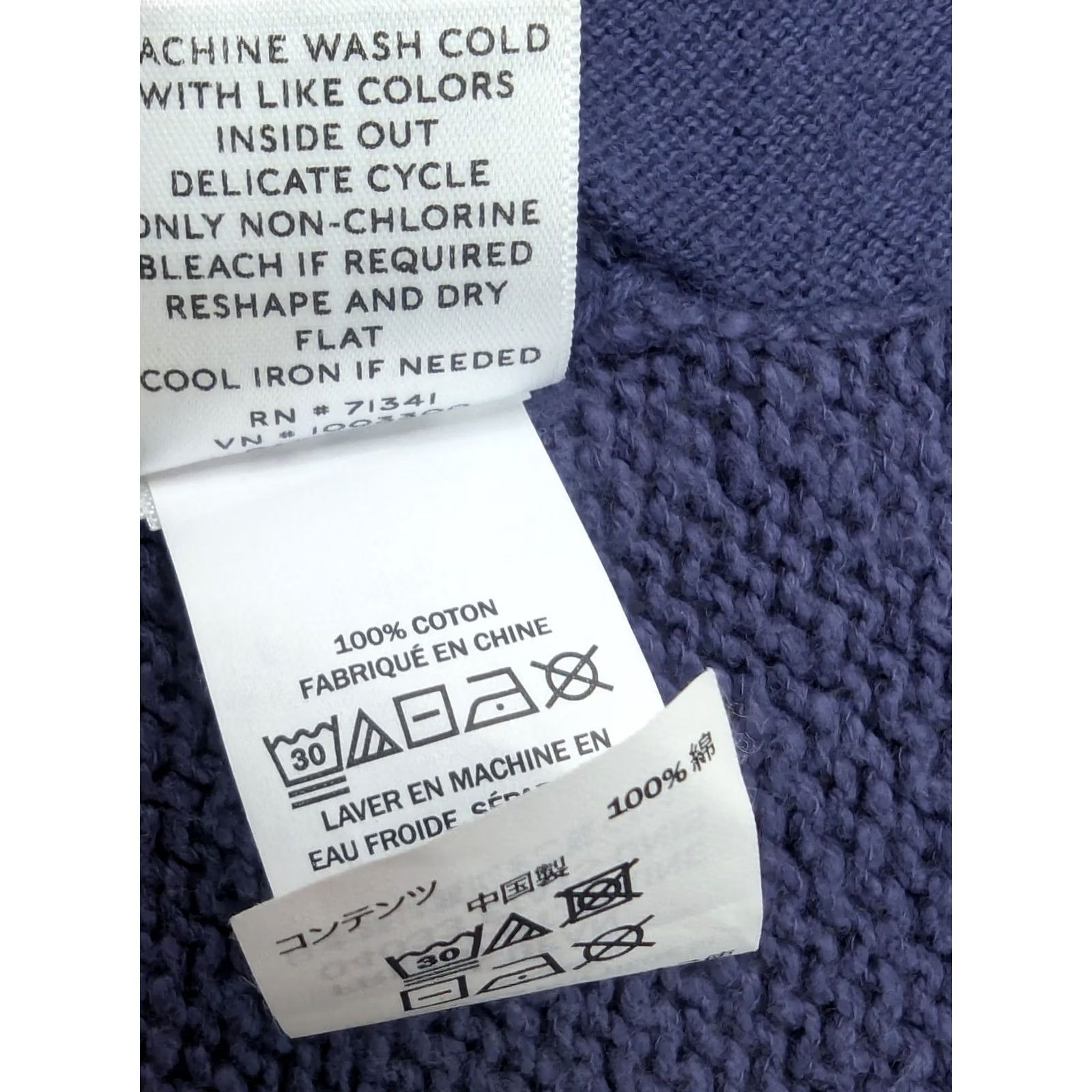 Vintage L.L. Bean Signature Cardigan Women XS Blue Cotton Knit Open Front Ribbed Sweater Size XS / US 0-2 / IT 36-38 - 6 Thumbnail