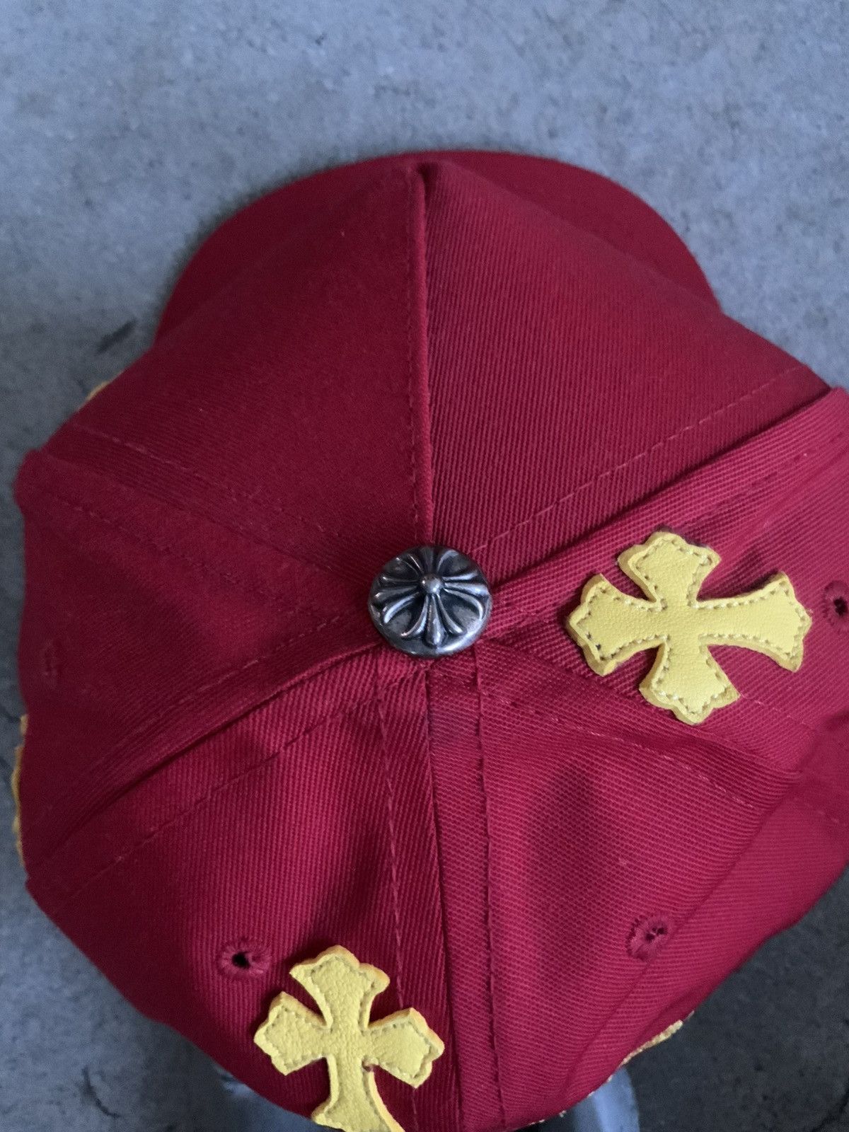 Chrome Hearts CHROME HEARTS YELLOW GOLD LEATHER CROSS PATCH RED CH HAT Size ONE SIZE - 3 Thumbnail