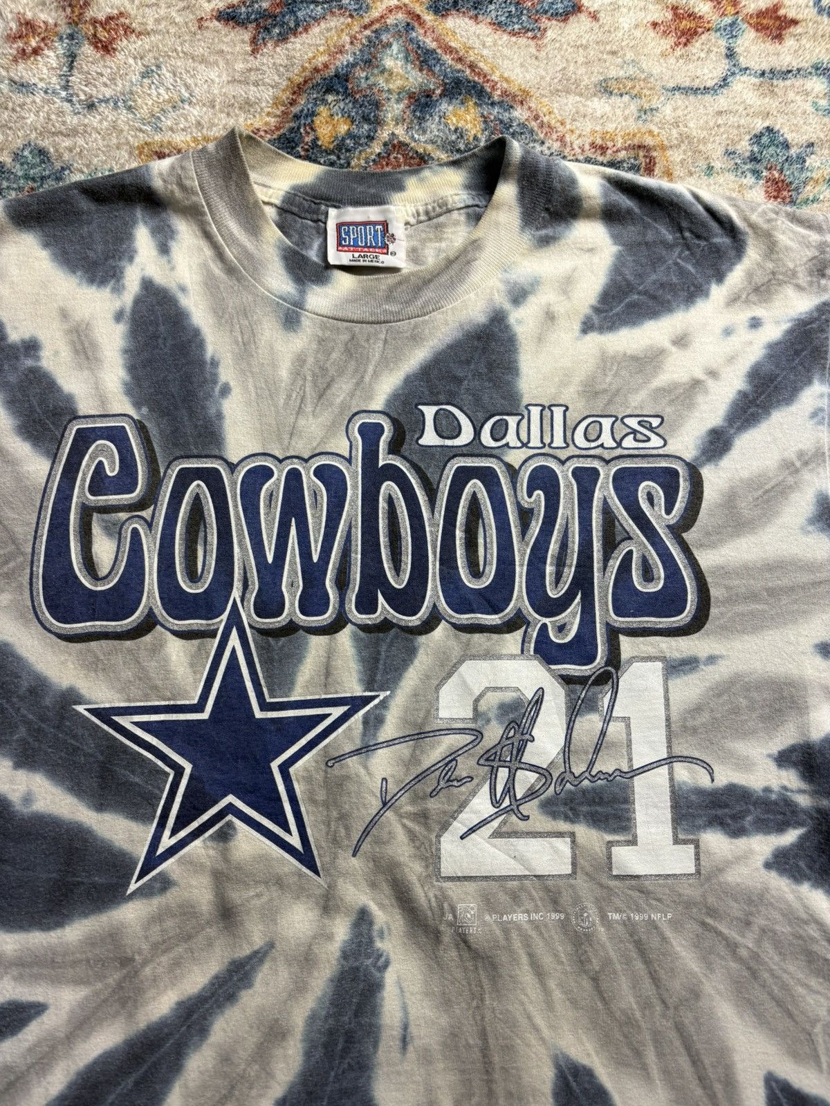Vintage Vintage NFL Dallas Cowboys Deion Sanders Tye-Dye T-shirt Size US L / EU 52-54 / 3 - 4 Thumbnail