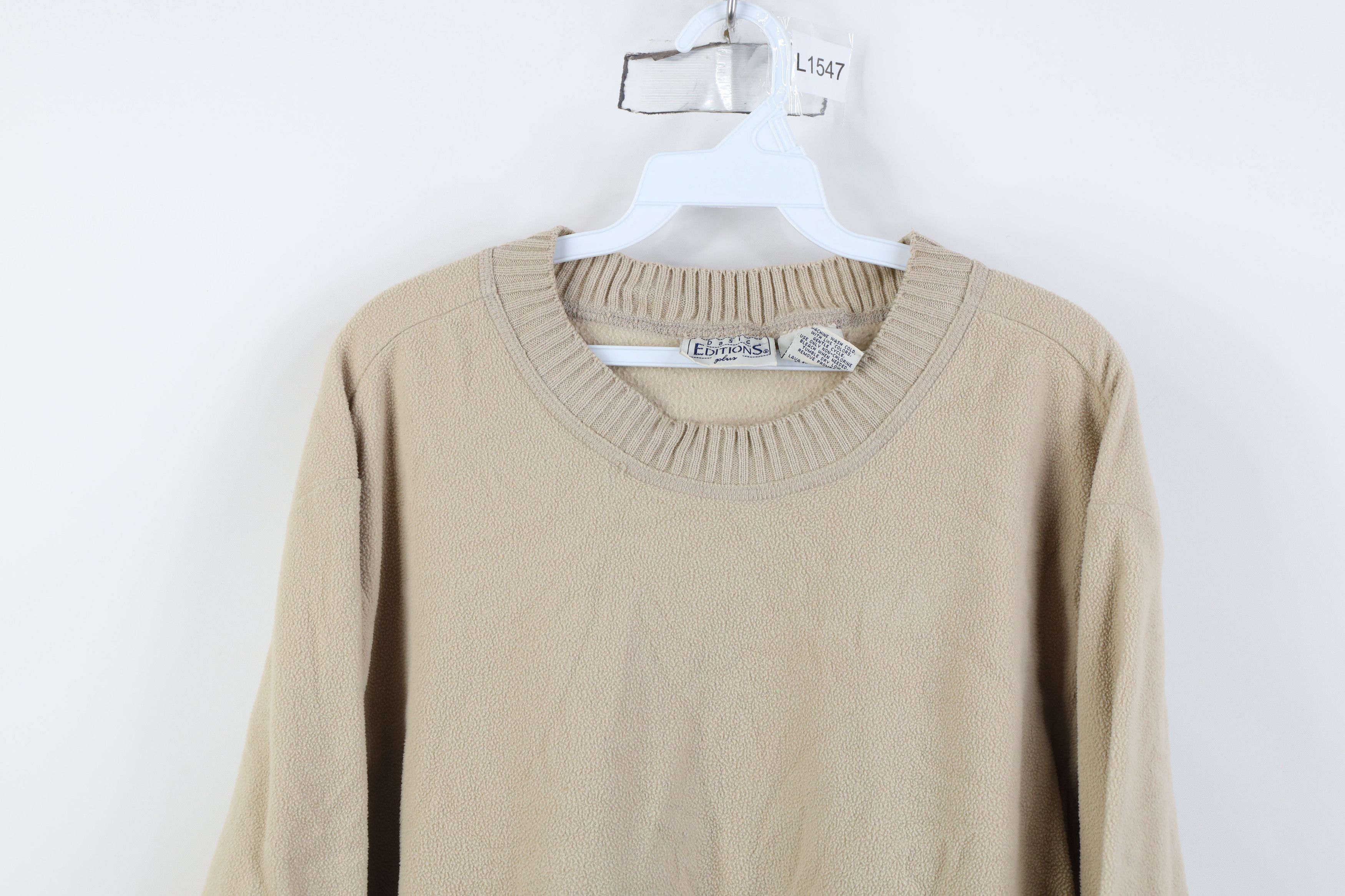 Vintage Vintage 90s Streetwear Blank Fleece Sweatshirt Beige Khaki Size XL / US 12-14 / IT 48-50 - 2 Thumbnail