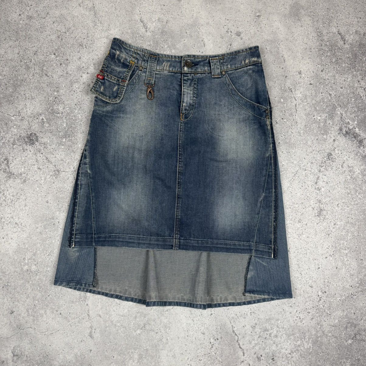 Miss Sixty Vintage Miss Sixty Y2K Avant Garde 00a Denim Midi Skirt Size 26" / US 2 / IT 38 - 1 Thumbnail