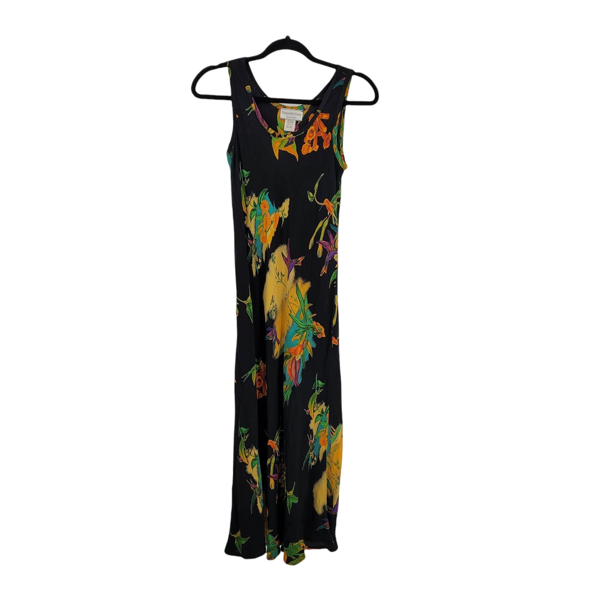 Vintage Vtg 80's 2pc Maxi Dress Sz S Black Hummingbird Neon Psychede Size S / US 4 / IT 40 - 7 Thumbnail