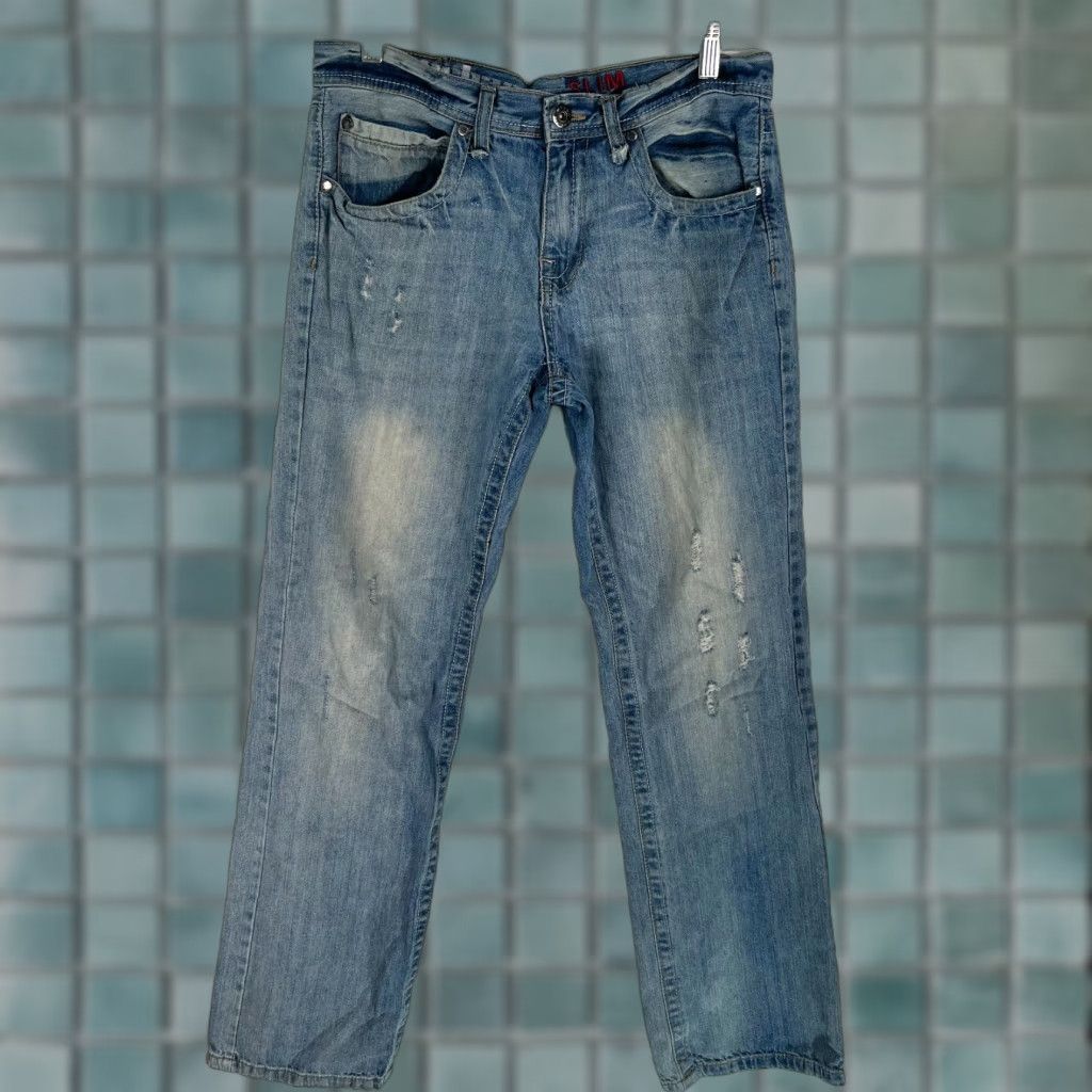 Vintage VINTAGE Urban Pipeline Mens Jeans Straight Leg Slim Fit 32X34 Blue Distressed Cotton Fall Size US 32 / EU 48 - 1 Thumbnail