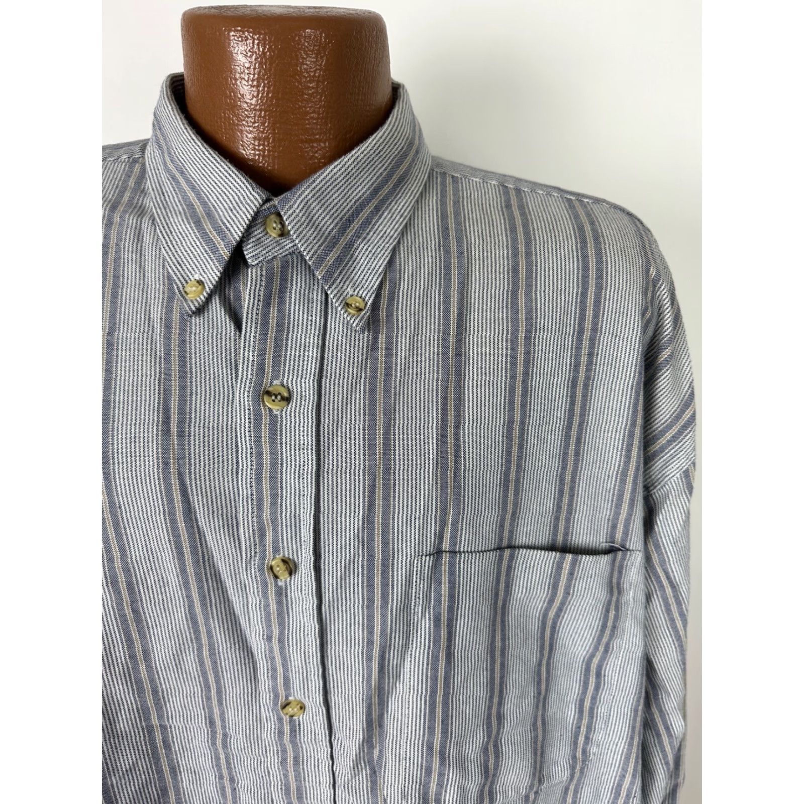 Vintage VINTAGE Reed St. James Oxford Shirt Men XLT TALL Navy Striped Wrinkle-Resistant Button Down Size US XL / EU 56 / 4 - 4 Thumbnail