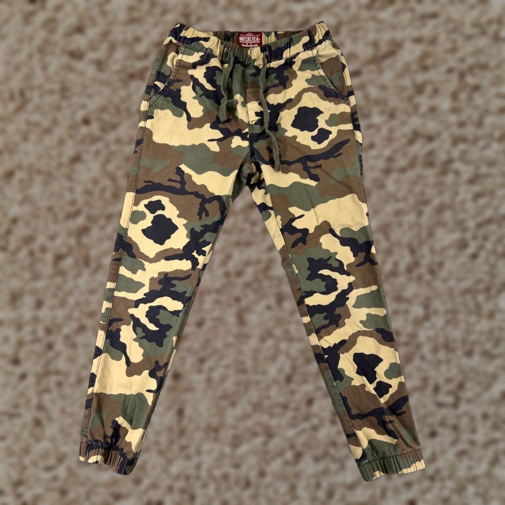 Vintage Matchstick Pants Womens 6 Green Woodland Camo Jogger Cargo 100% Cotton Size 28" / US 6 / IT 42 - 1 Thumbnail