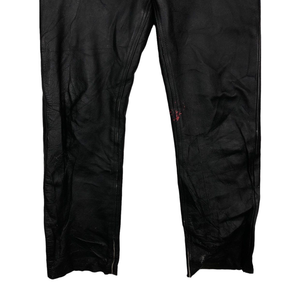 Genuine Leather 🔥Rich Black Vintage Biker Leather Pants Japan Size US 30 / EU 46 - 4 Thumbnail