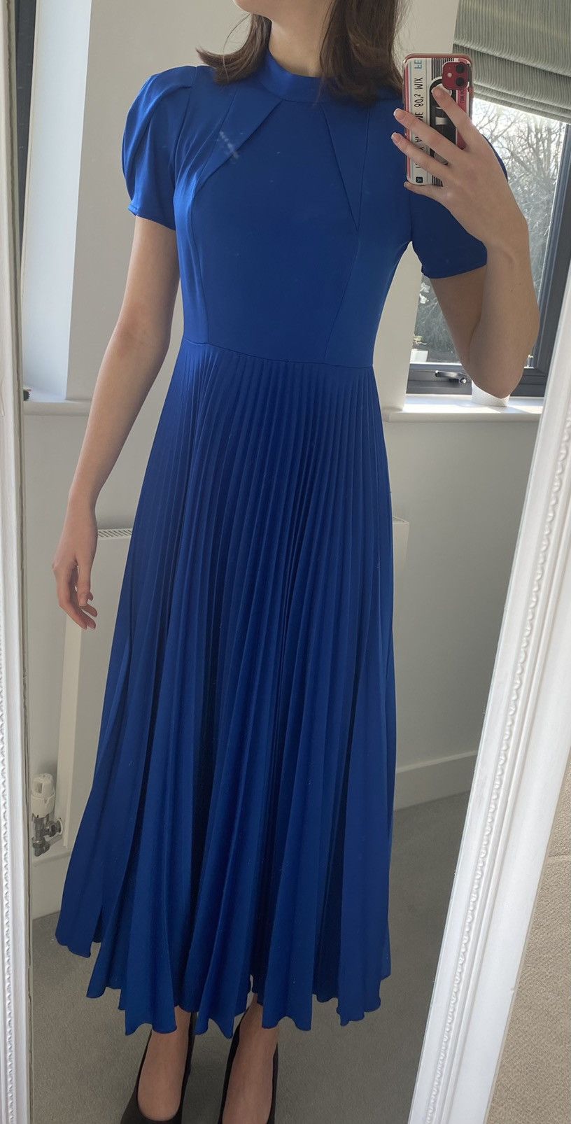 Closet London blue short sleeve long fitted A-line dress