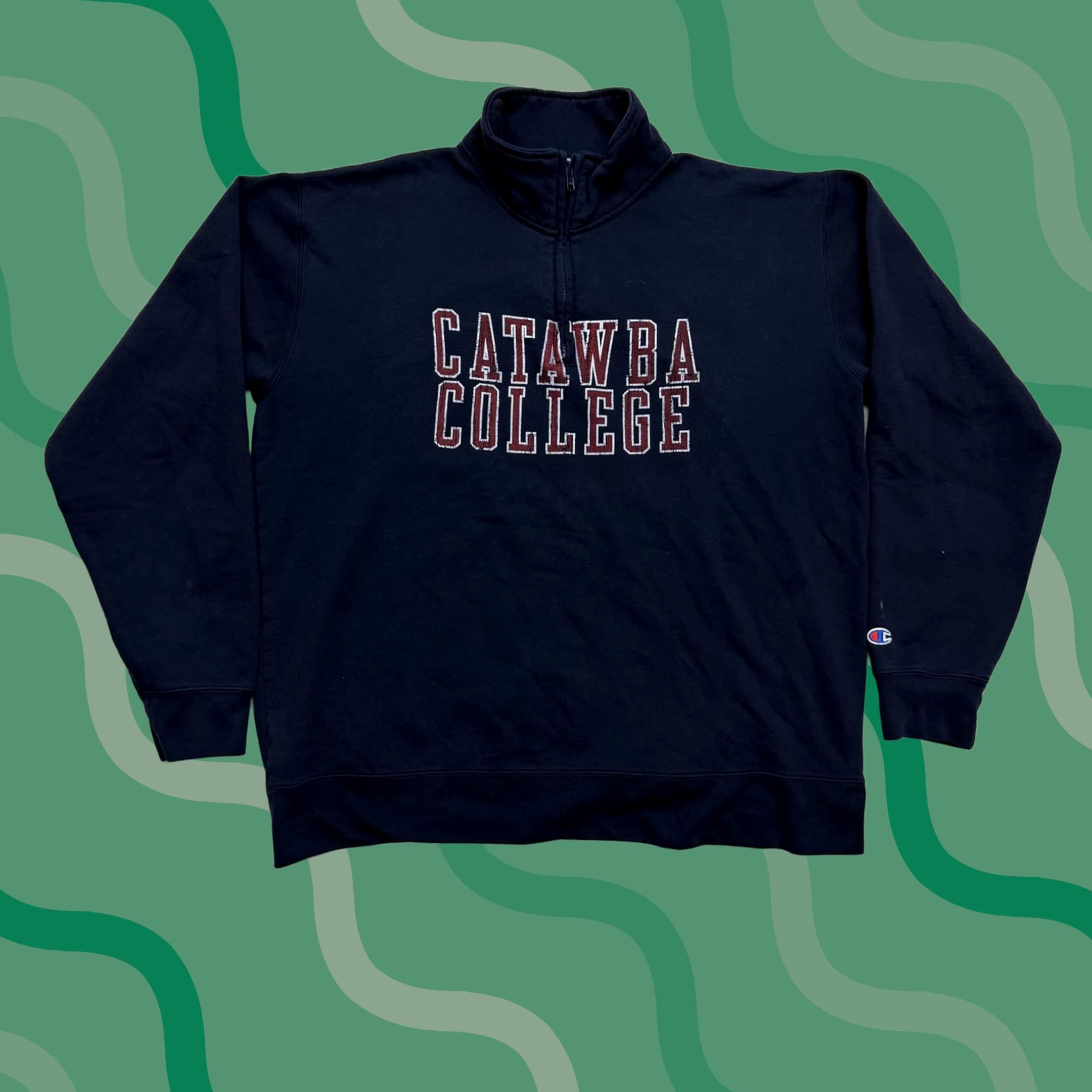 Champion Champion Catawba College Sweatshirt Men XL Blue 1/4 Zip Pullover Graphic Print College Hoodie Size US XL / EU 56 / 4 - 1 Thumbnail