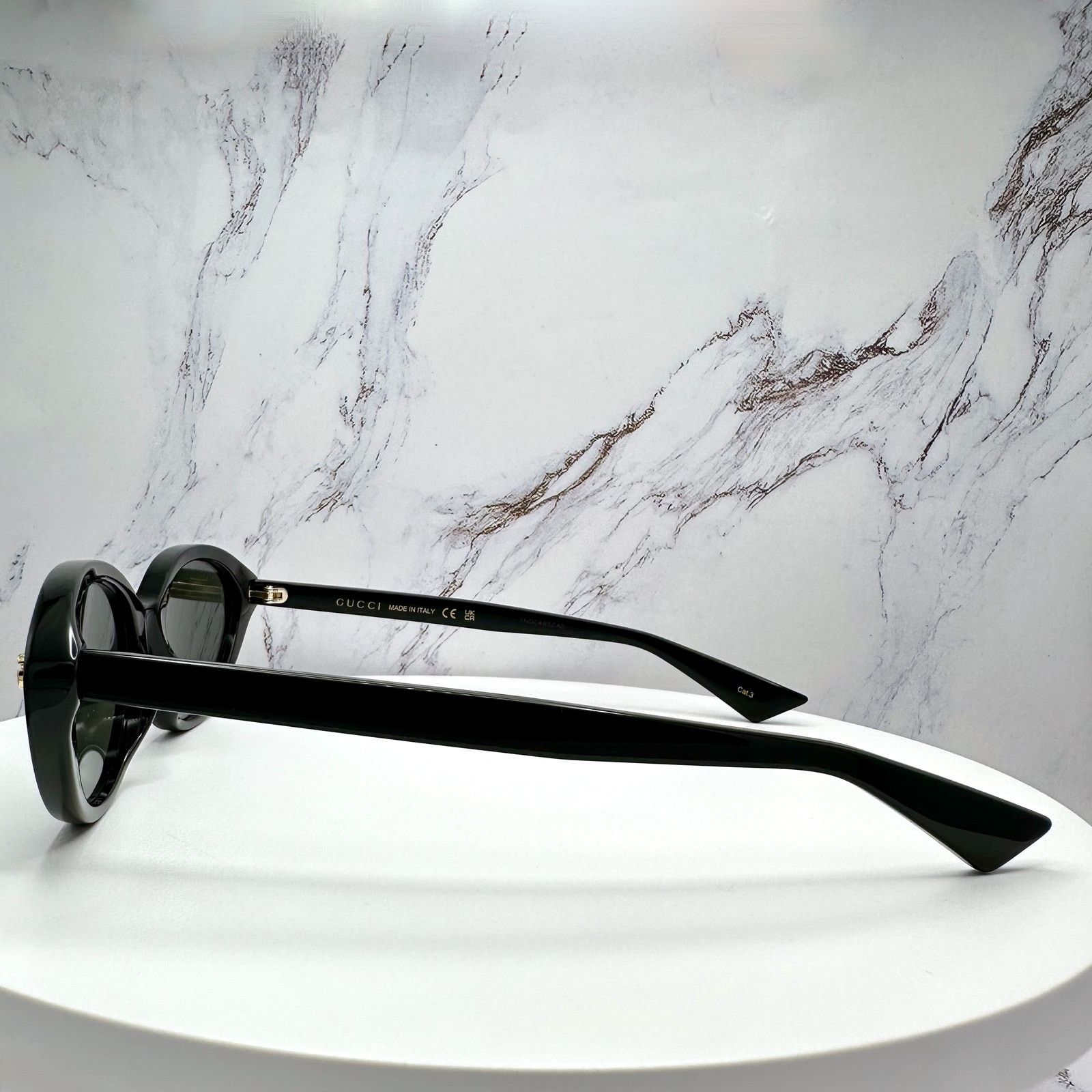 Gucci New GUCCI Sunglasses Black Cat Eye Gold Metal GG Logo Size ONE SIZE - 13 Thumbnail