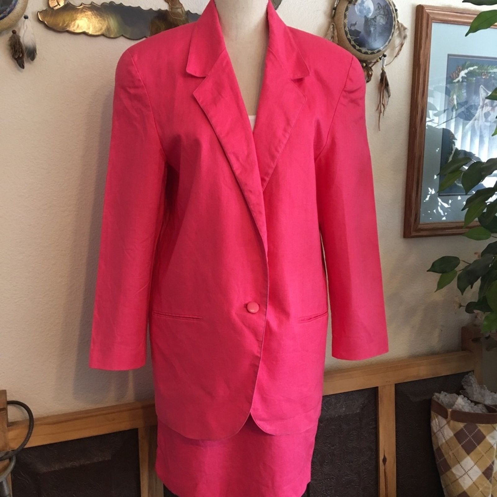Vintage Vintage 90s K.M. International pink skirt set suit Size M / US 6-8 / IT 42-44 - 5 Thumbnail
