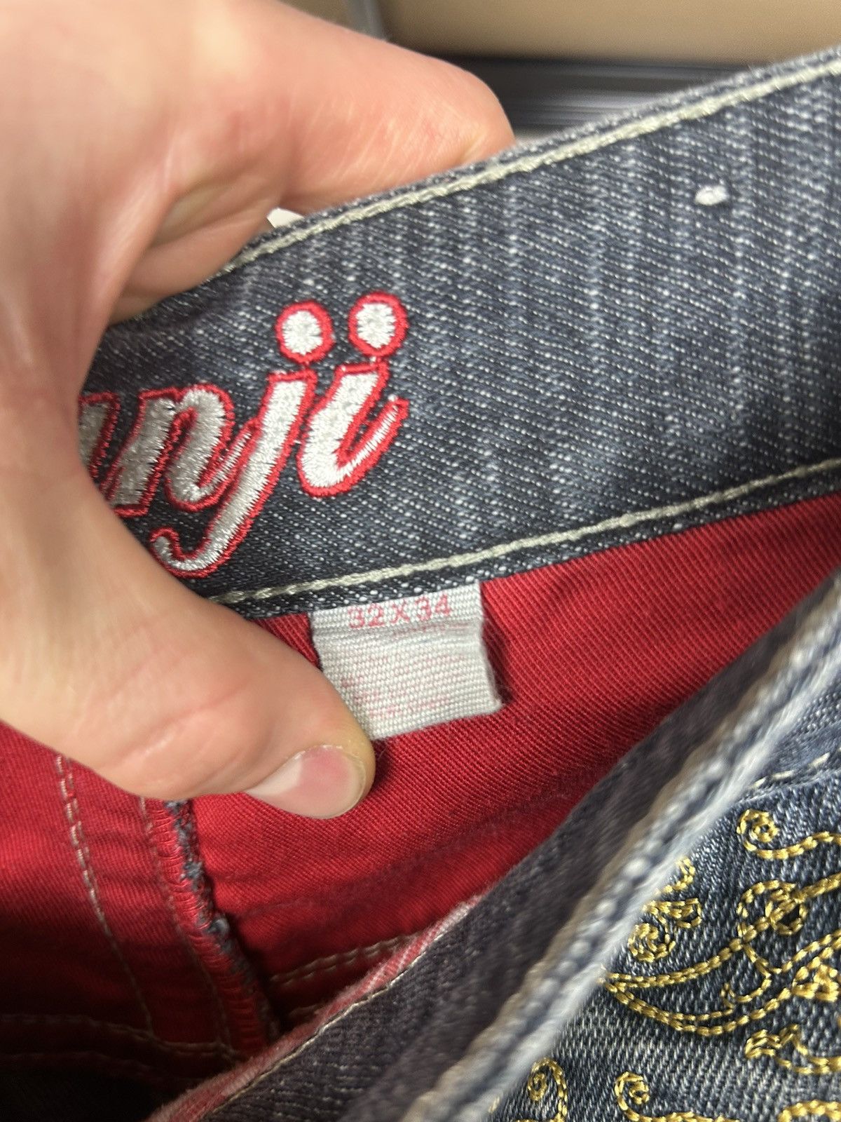Japanese Brand × Vintage KANJI koi embroidered and printed japanese jeans Size US 32 / EU 48 - 13 Thumbnail