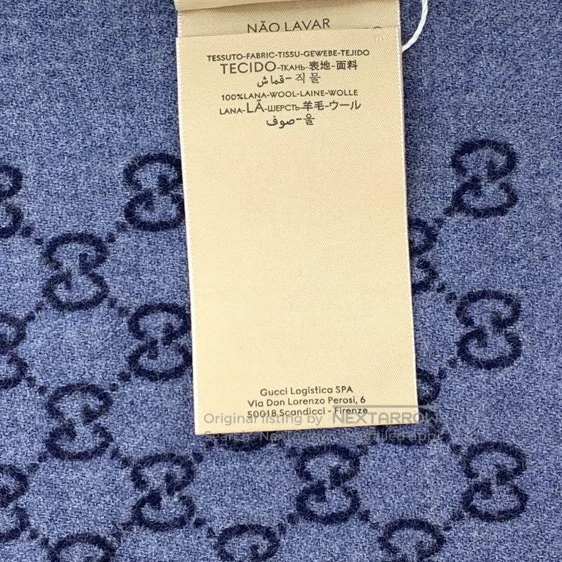 Gucci Gucci Dark blue logo jacquard full print wool scarf Size ONE SIZE - 7 Thumbnail