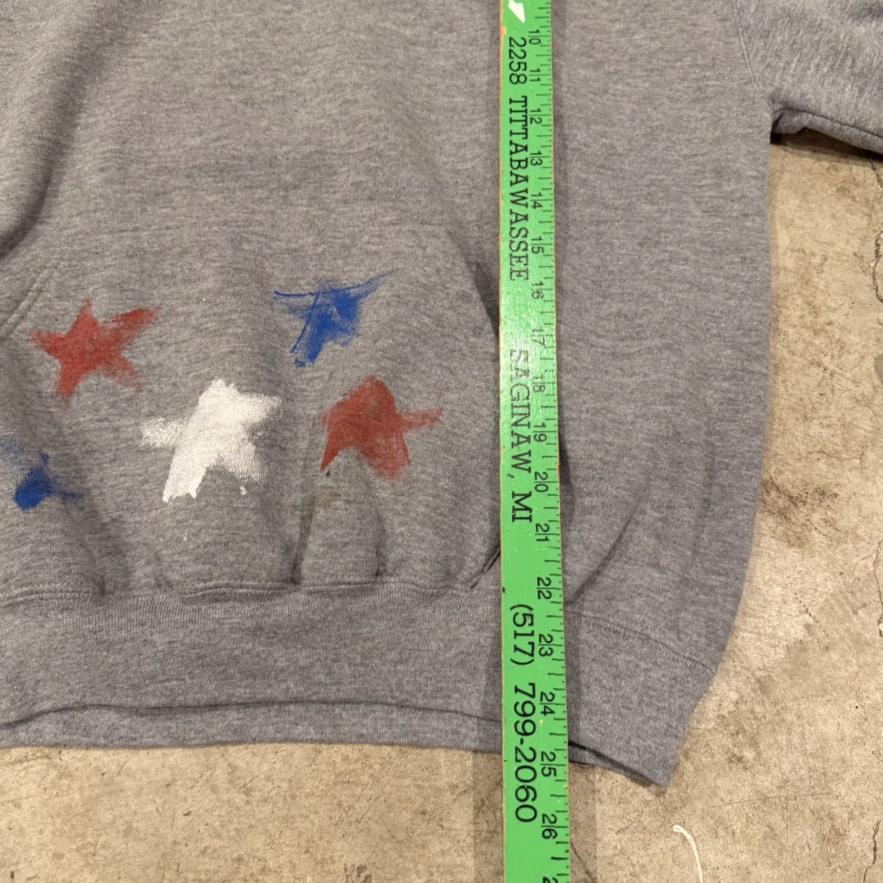 Russell Athletic VINTAGE Russell Athletic Hoodie Sweatshirt Gray USA FLAG Stars Mens Large 90s Men L Pullover Size US L / EU 52-54 / 3 - 7 Thumbnail