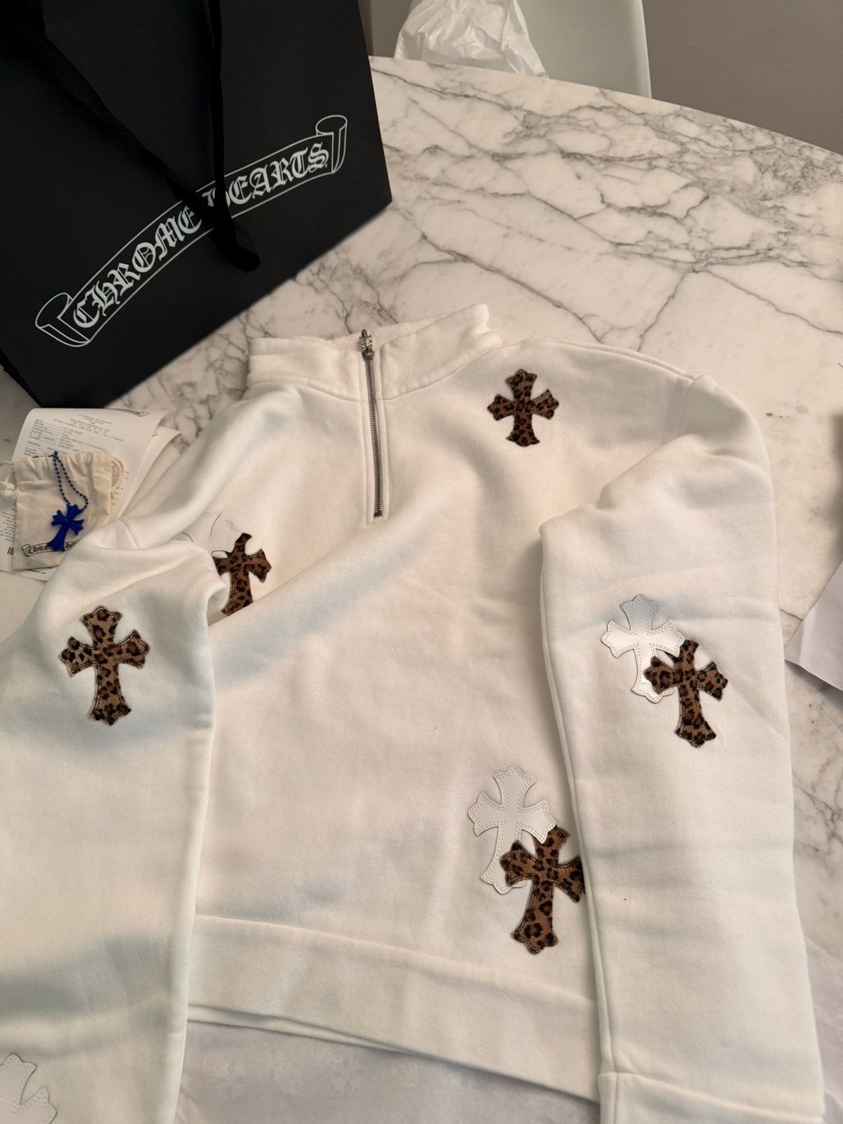 Chrome Hearts Crewneck 1/4 zip white patches Size US S / EU 44-46 / 1 - 2 Thumbnail