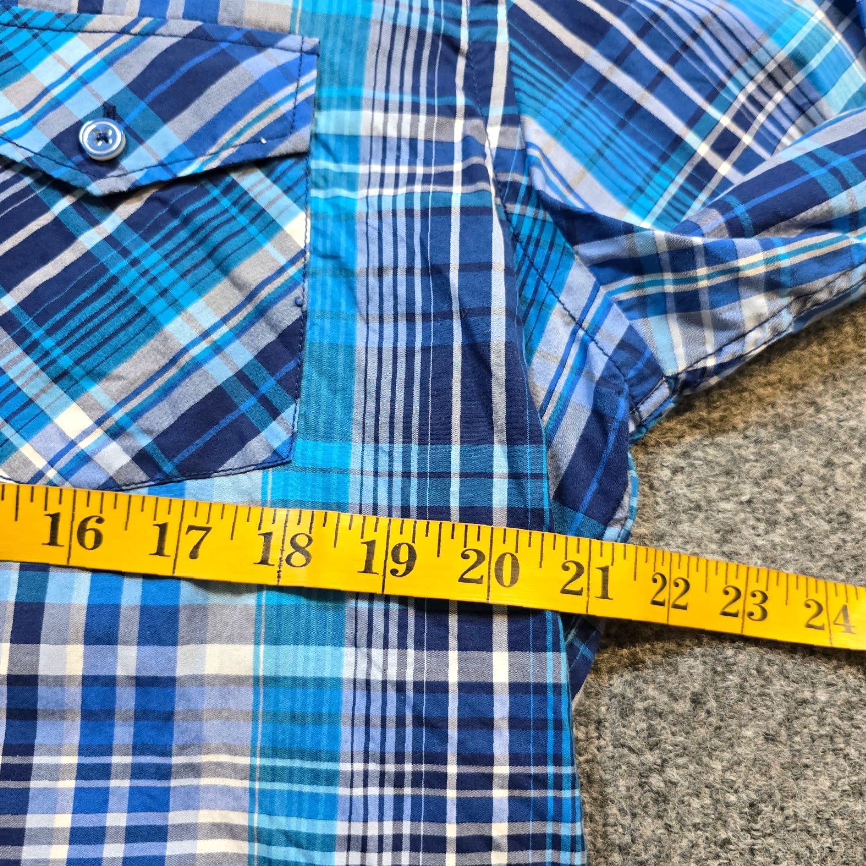 BUGATCHI Bugatchi Shirt Mens Medium Blue Plaid Button Long Sleeve Career Classic Shirt Size US M / EU 48-50 / 2 - 6 Thumbnail
