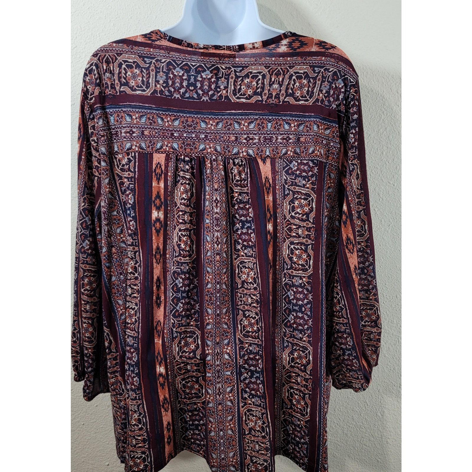 Other Style & Co Burgundy Brown Embroidered Bodice Top XL Flowy Size XL / US 12-14 / IT 48-50 - 3 Thumbnail