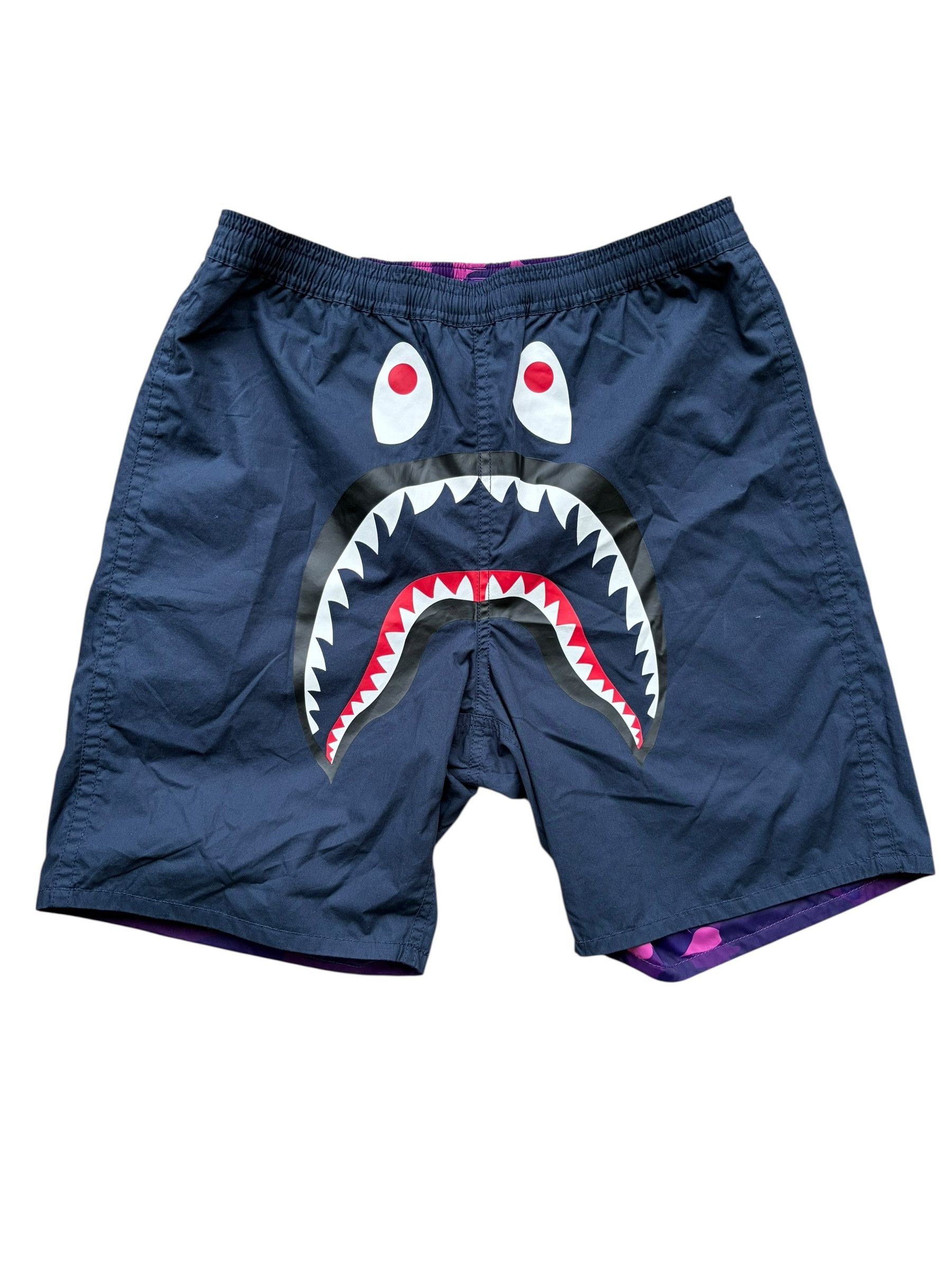 Bape Bape Purple Camo Navy Shark Reversible Shorts Size US 32 / EU 48 - 1 Thumbnail