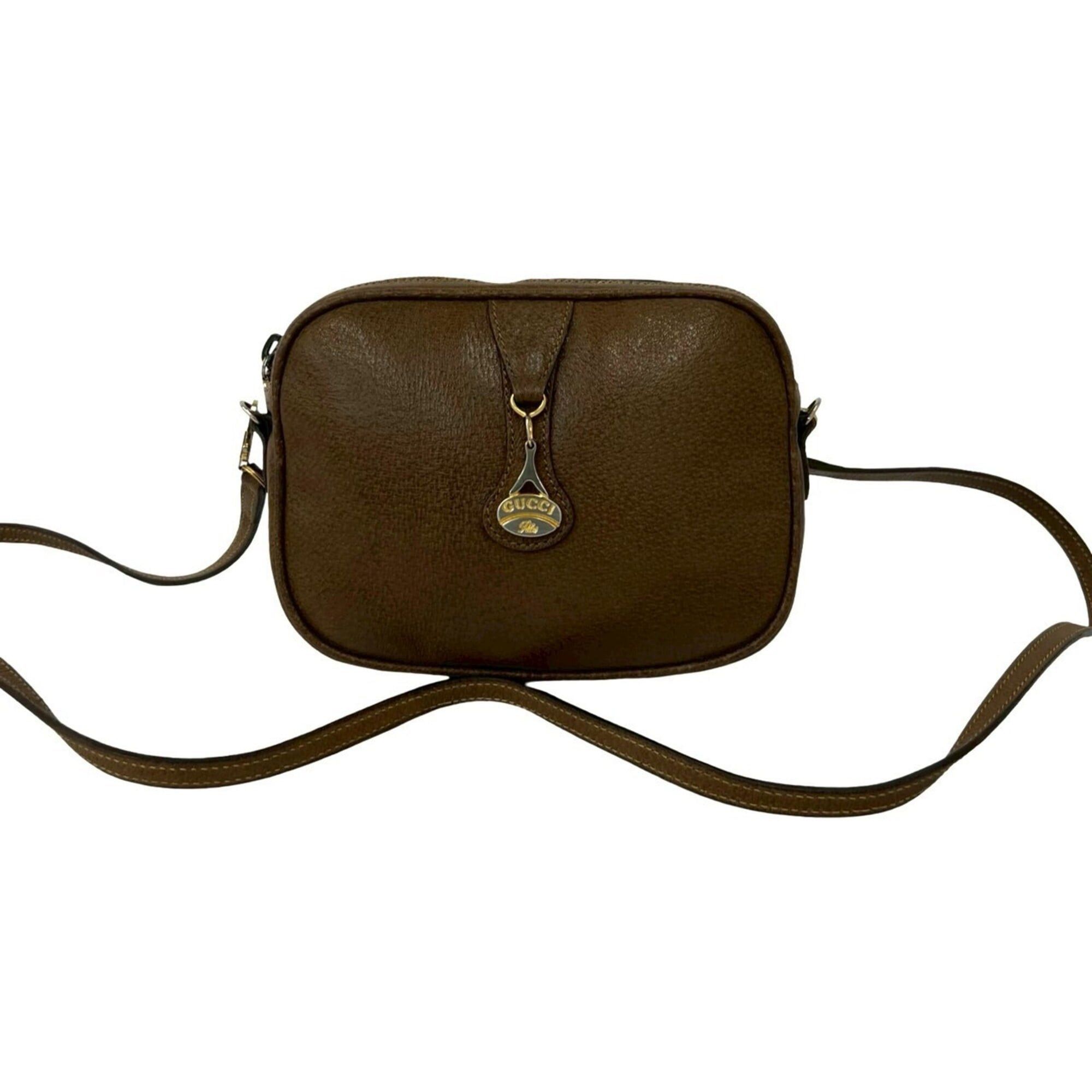 Gucci GUCCI Vintage Gucci Plus Logo Hardware Leather Mini Shoulder Bag Brown 93826 Size ONE SIZE - 1 Thumbnail