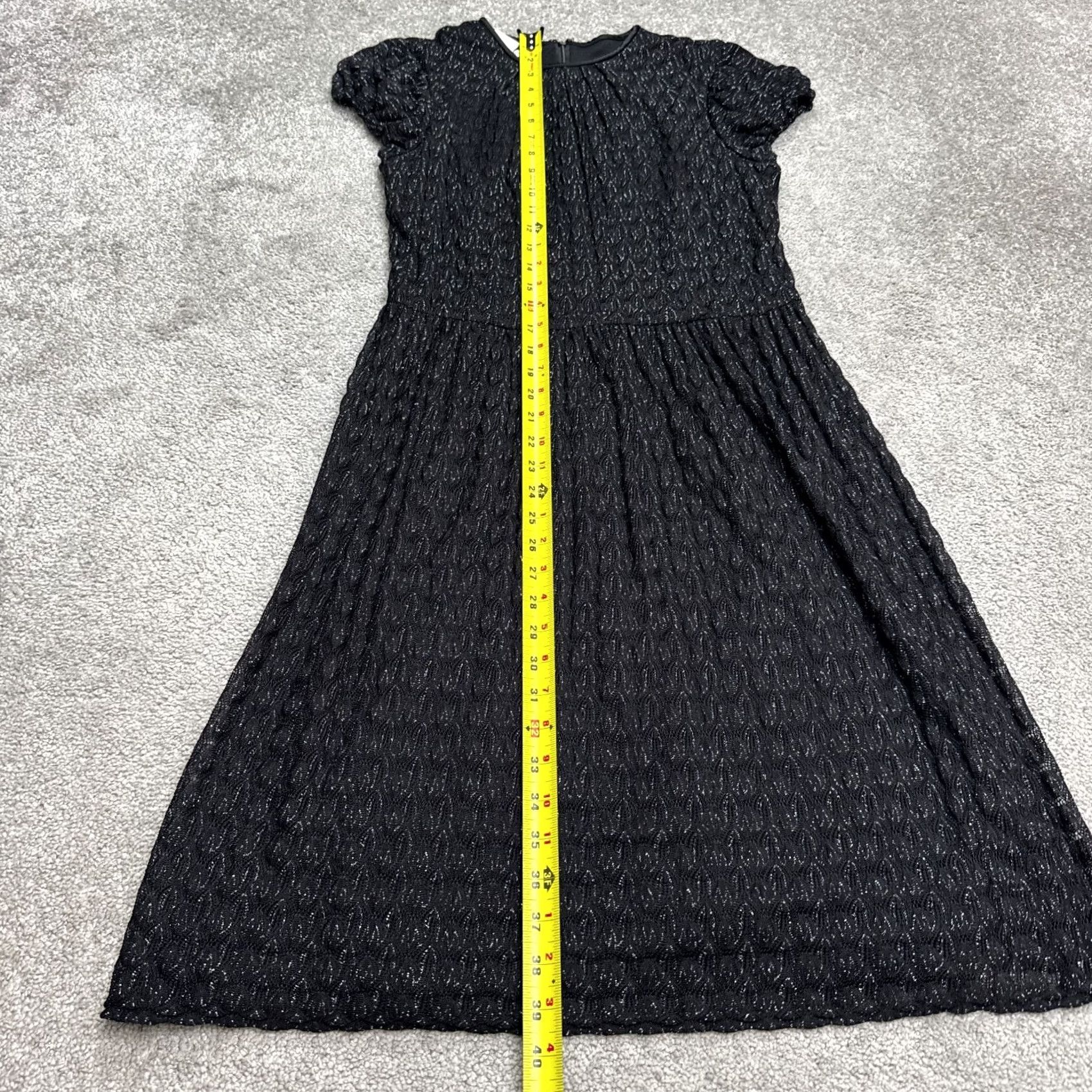 MAGGY LONDON Maggy London Metallic Silk Textured Bubble Midi Dress Women 14 Black Puff Sleeve Dress M/L Shop Fashion Size XL / US 12-14 / IT 48-50 - 6 Thumbnail